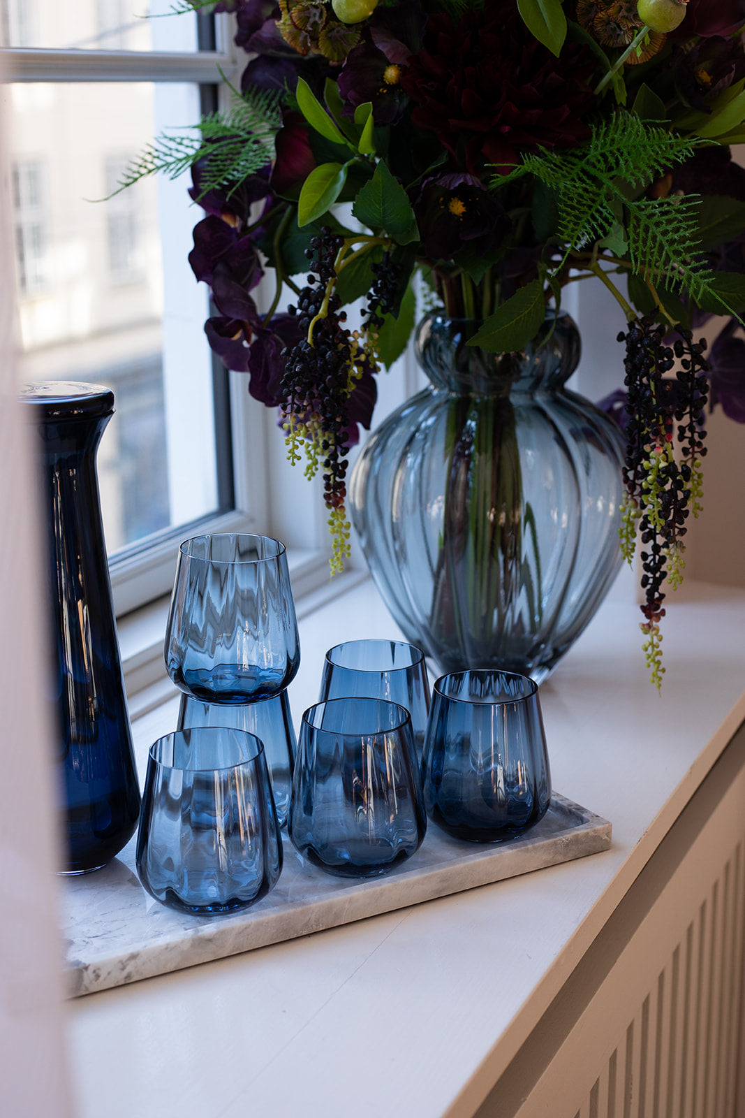 Shop looket - 6 stk. Meadow blå drikkeglas
