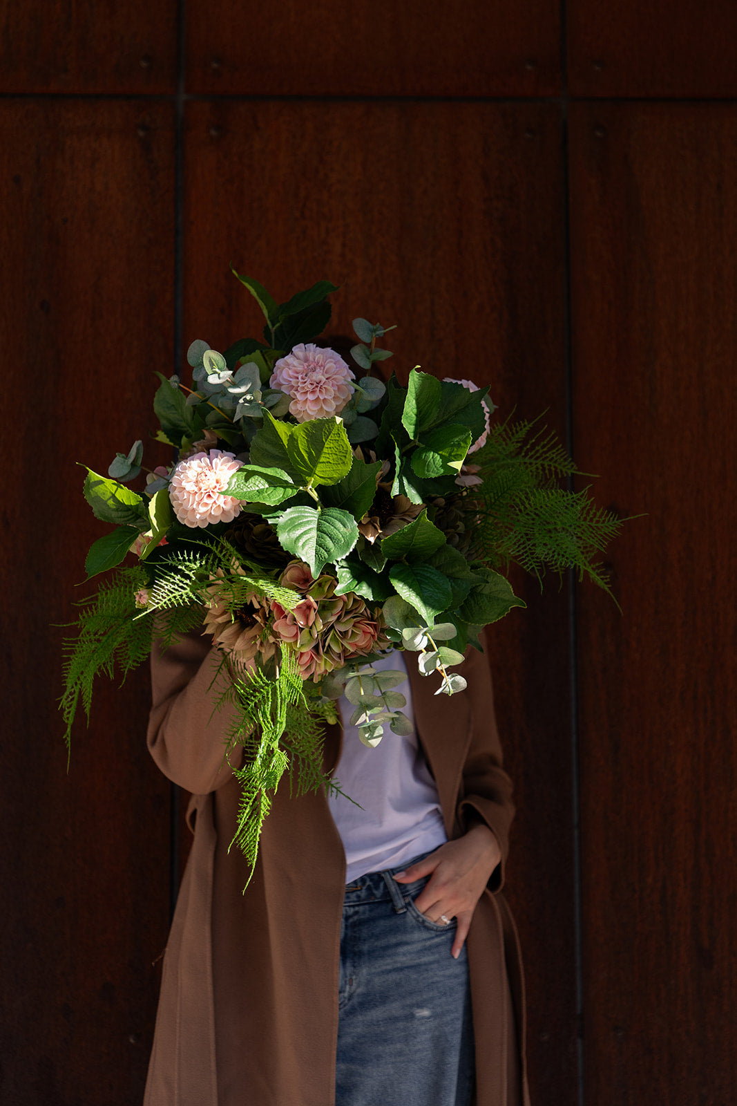 Hortensia Kunstig Blomst - lyserød/grøn