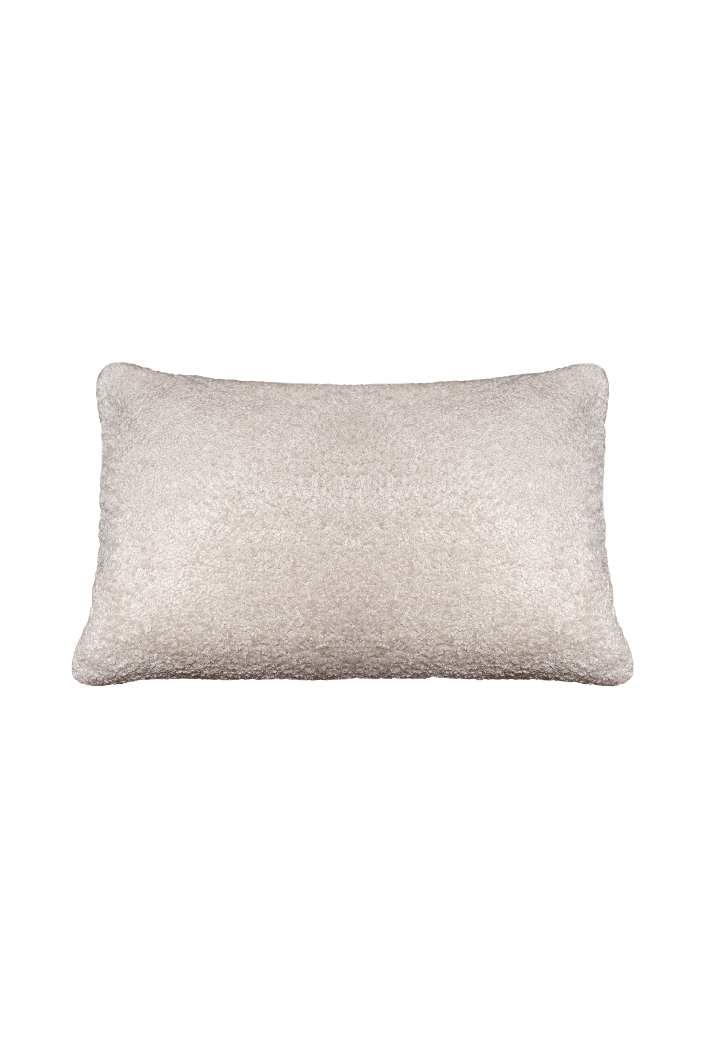 Aflang pude i tekstureret stof.