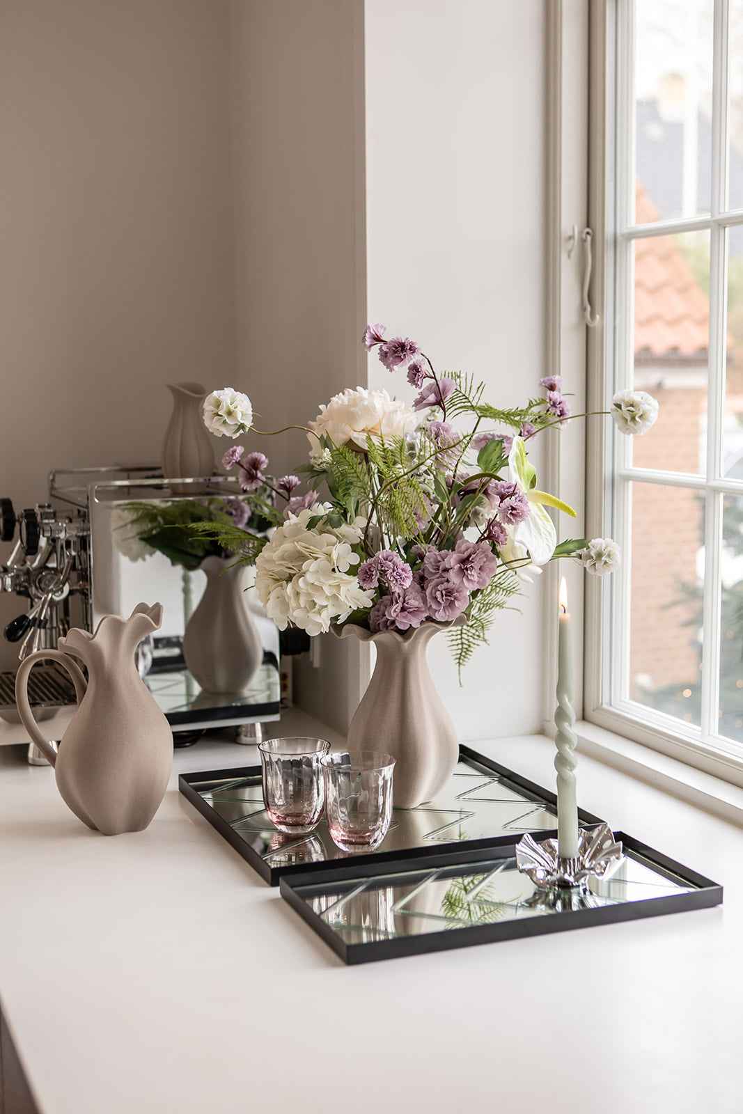 Skabiose Kunstig Blomst - Hvid | Flere hoveder