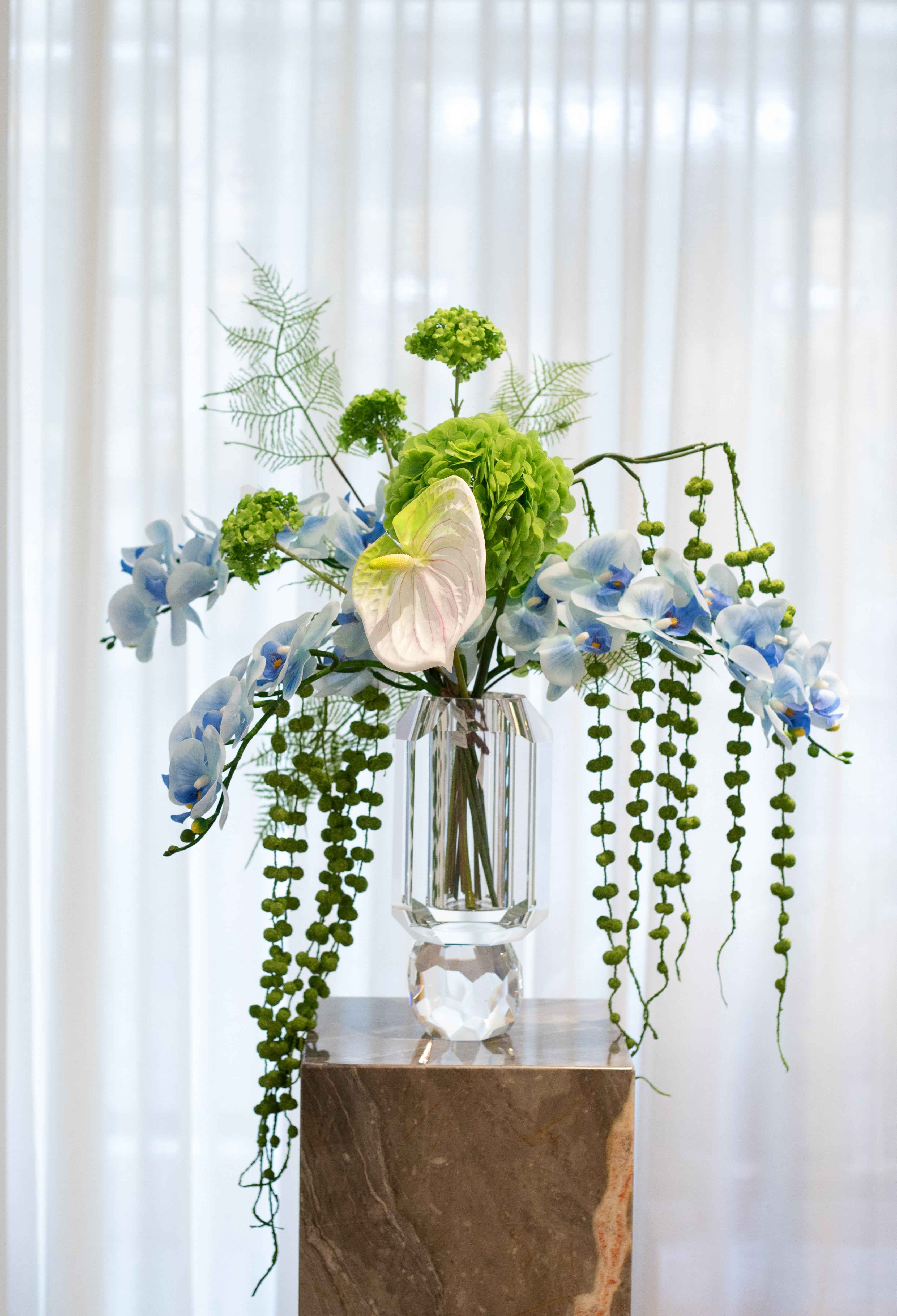 Orkidé Kunstig Blomst - Blå | 9 hoveder