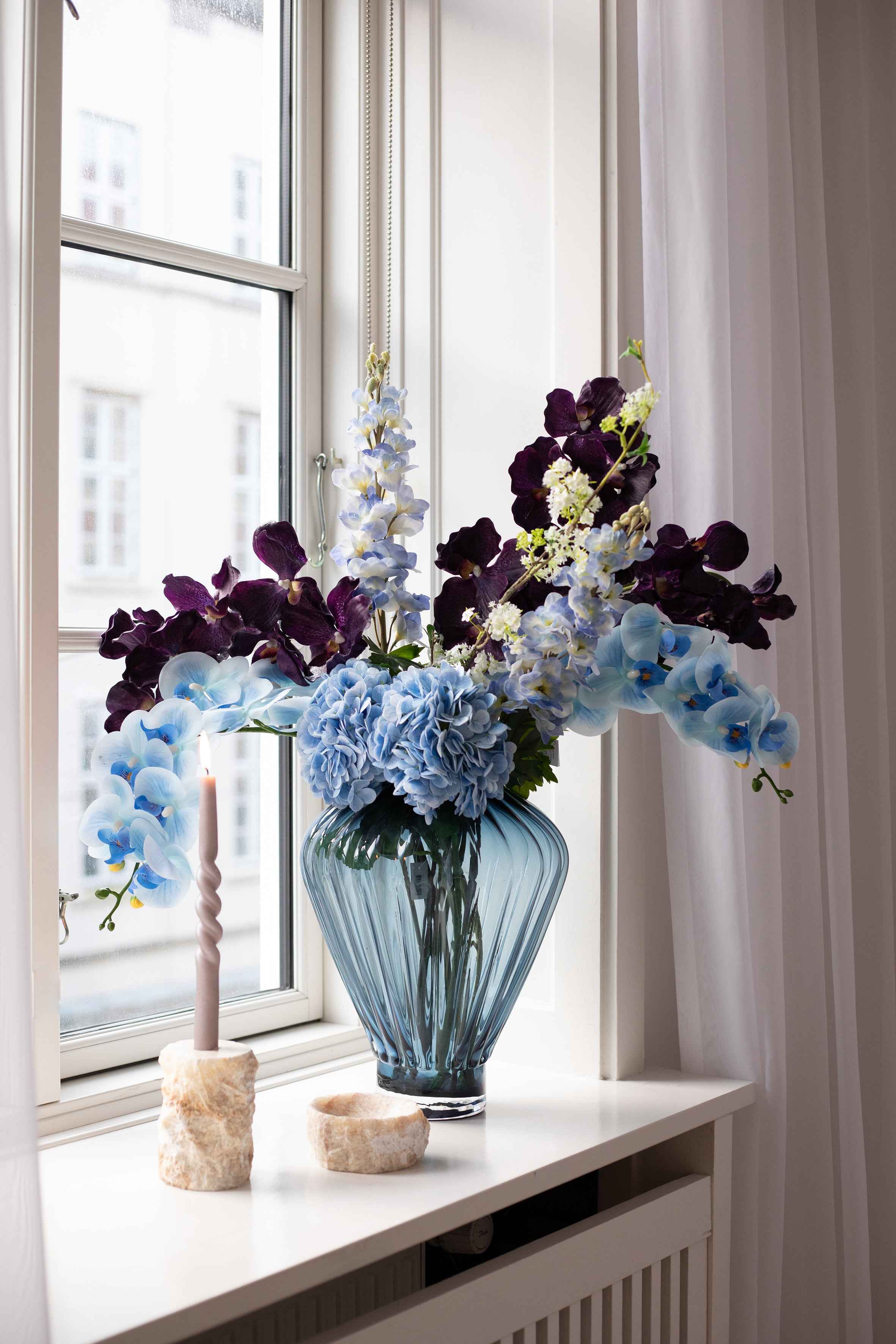 Orkidé Kunstig Blomst - Blå | 9 hoveder