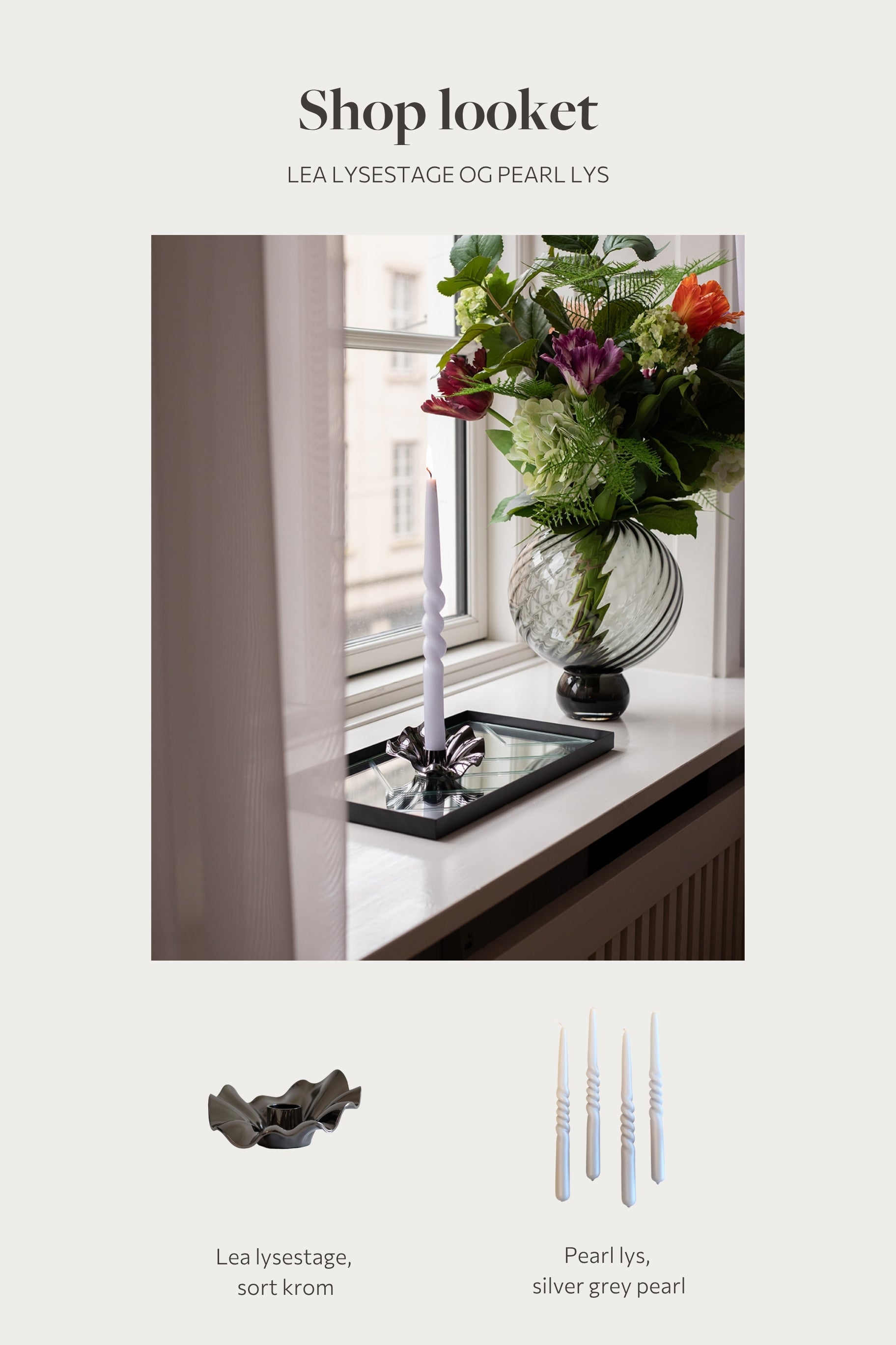 Shop looket - Lea lysestage med halvt snoet lys