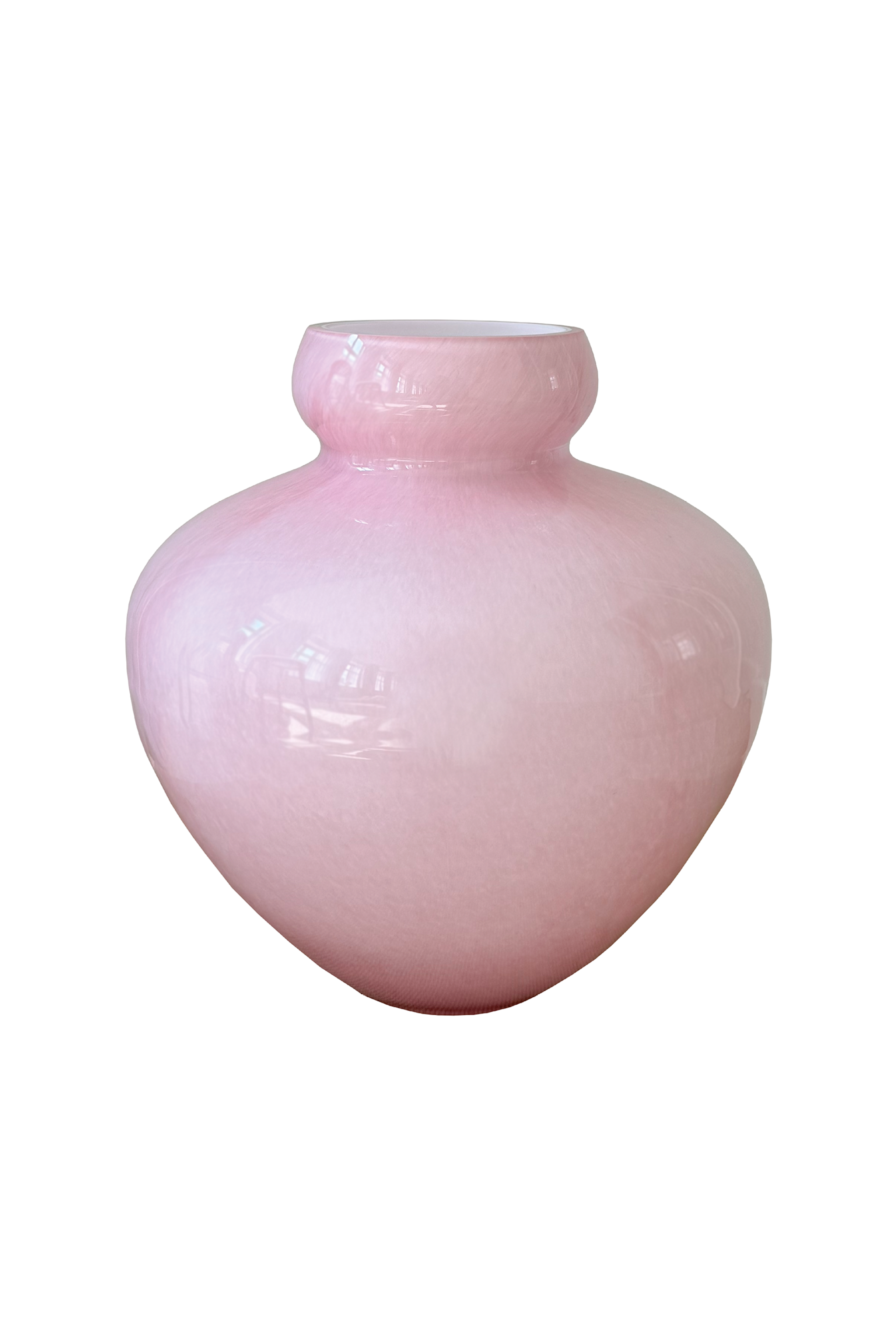 Mundblæst glas vase i lyserød.