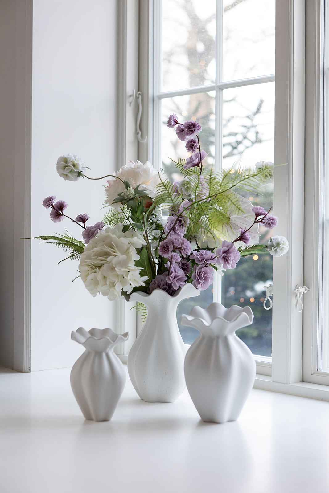 Skabiose Kunstig Blomst - Hvid | Flere hoveder