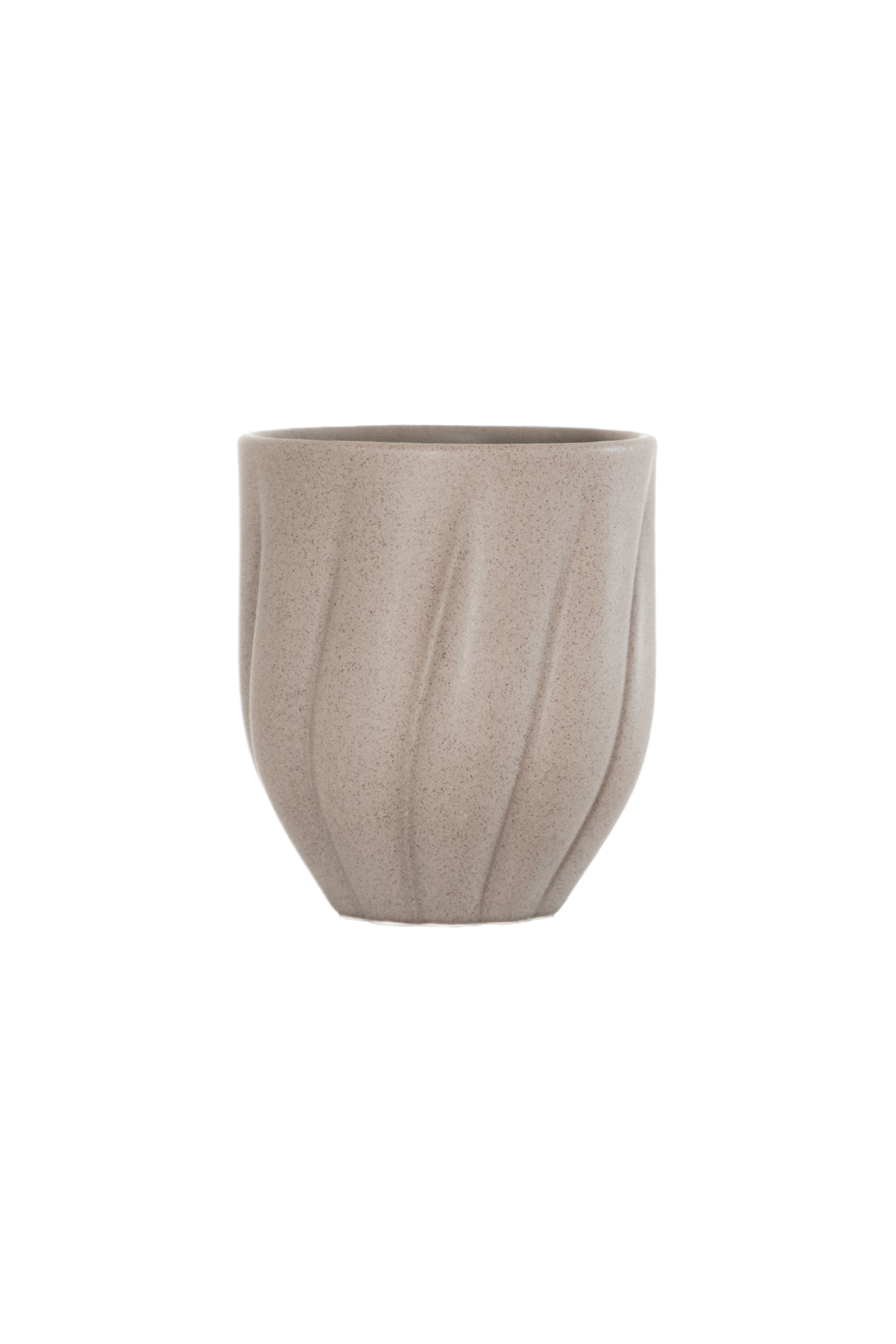 Sandfarvet keramik kop uden hank.