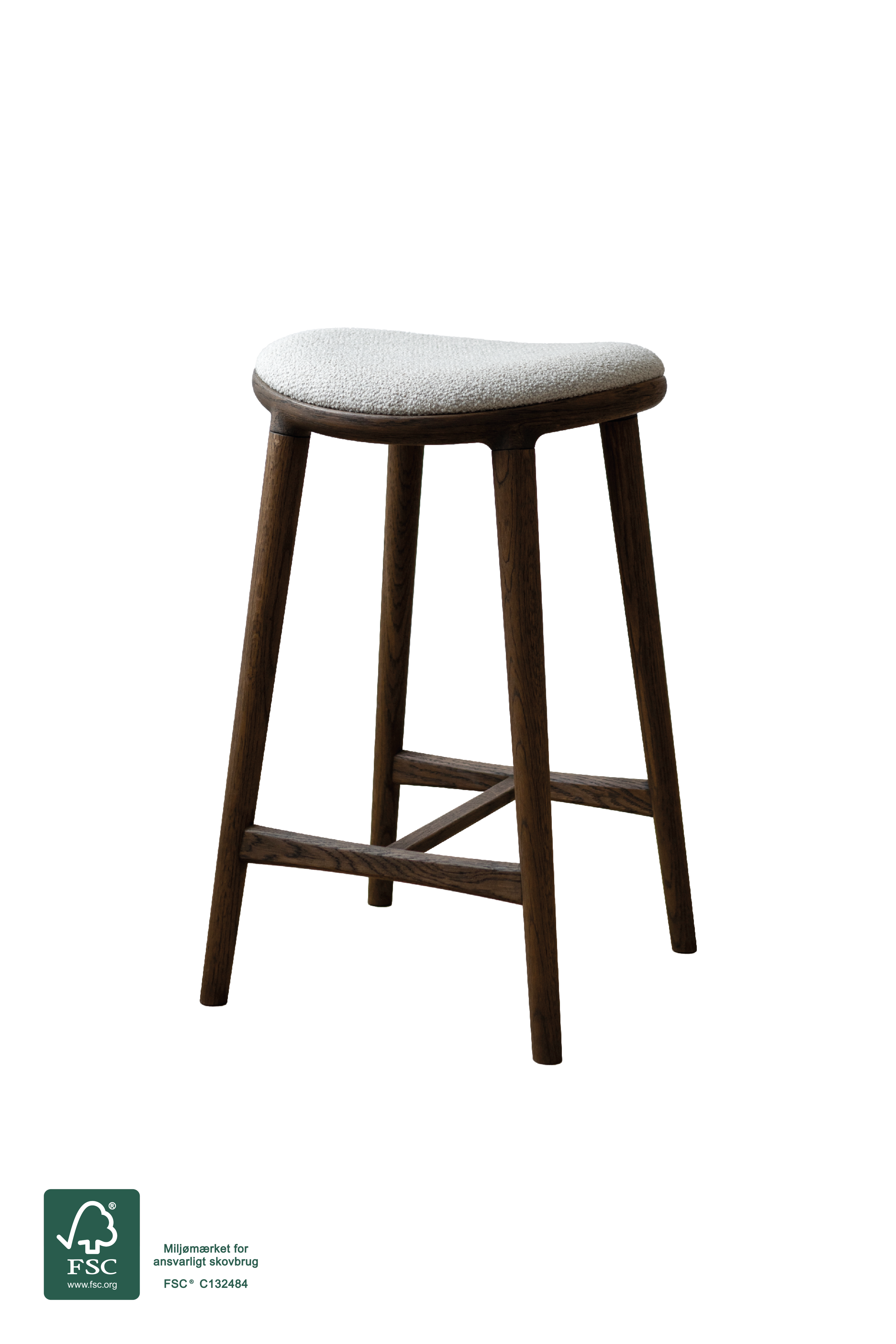 Nohr Barstol - Mørkolieret Eg | Hvid Bouclé