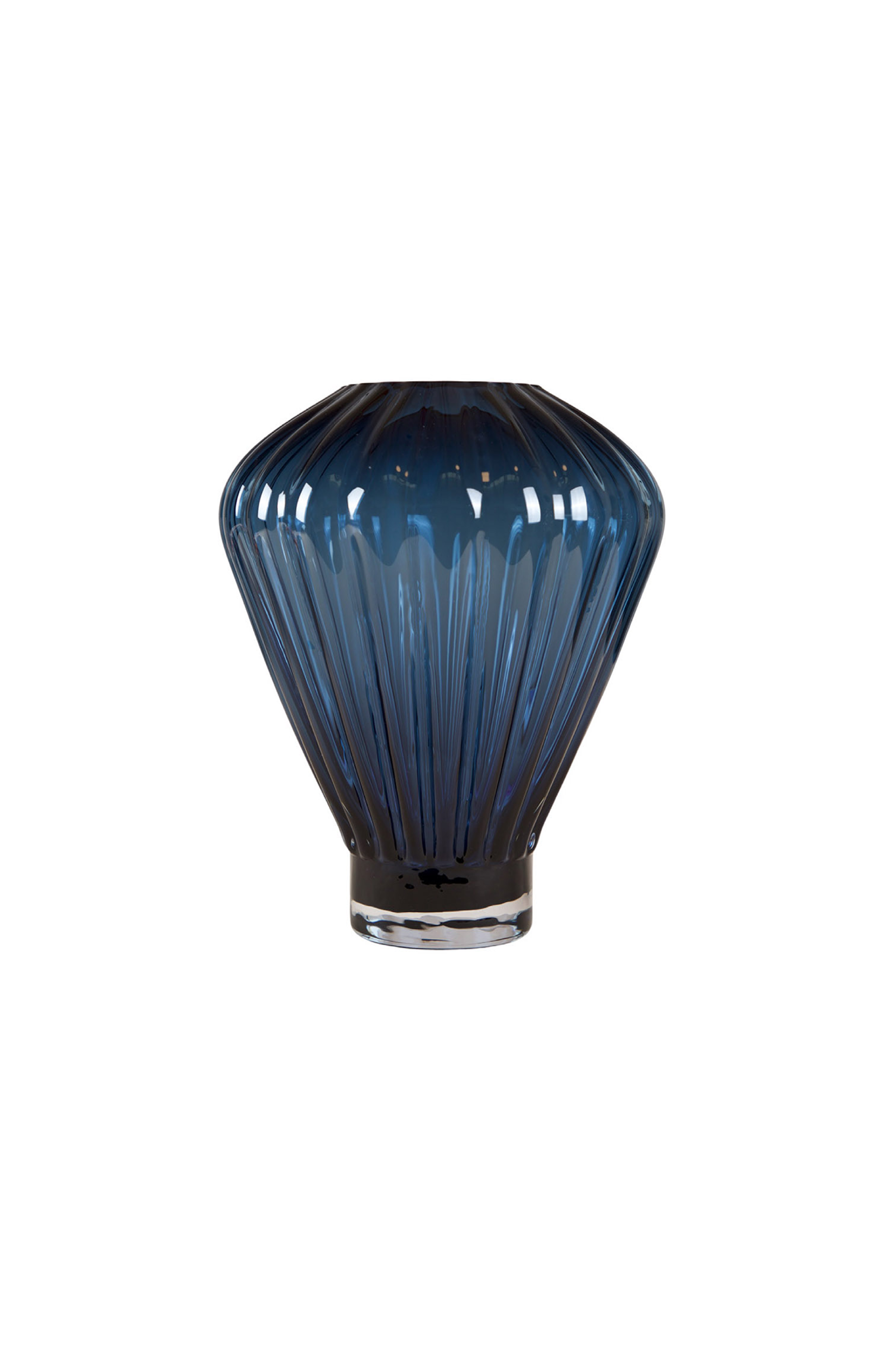 Evelyn vase i blåt glas – Lille, mundblæst og håndlavet