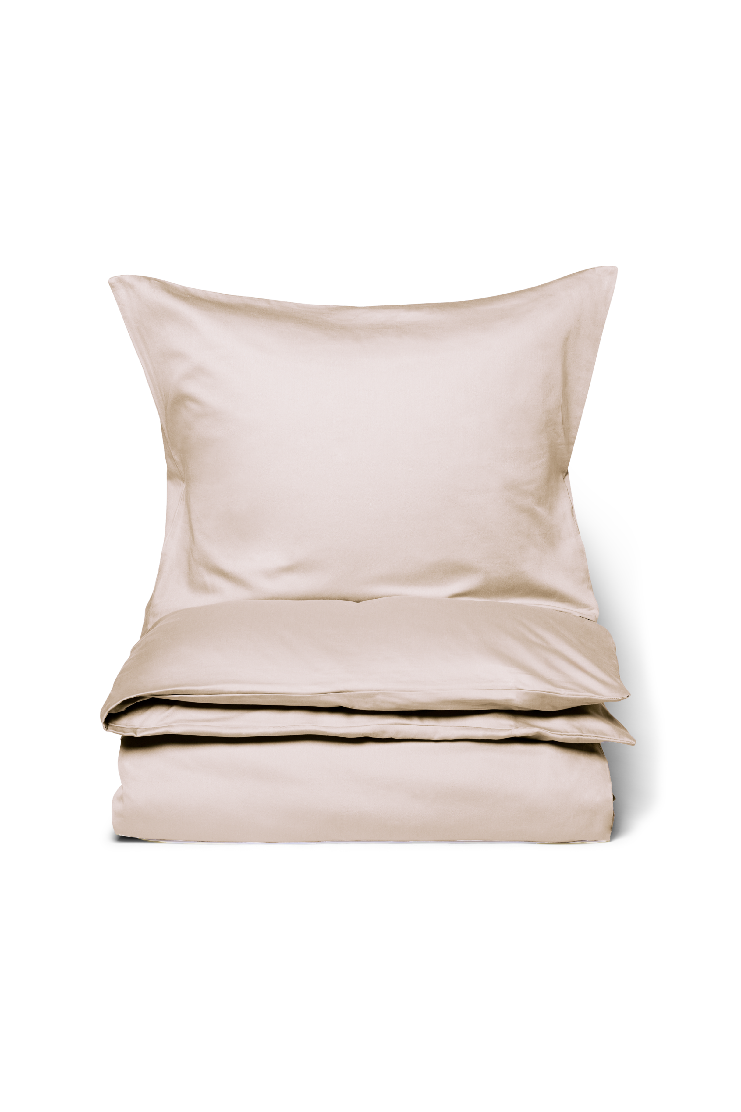 Økologisk sengetø til almindelig dyne længde i bomuldssatin fra Specktrum i en lys pudderfarve.