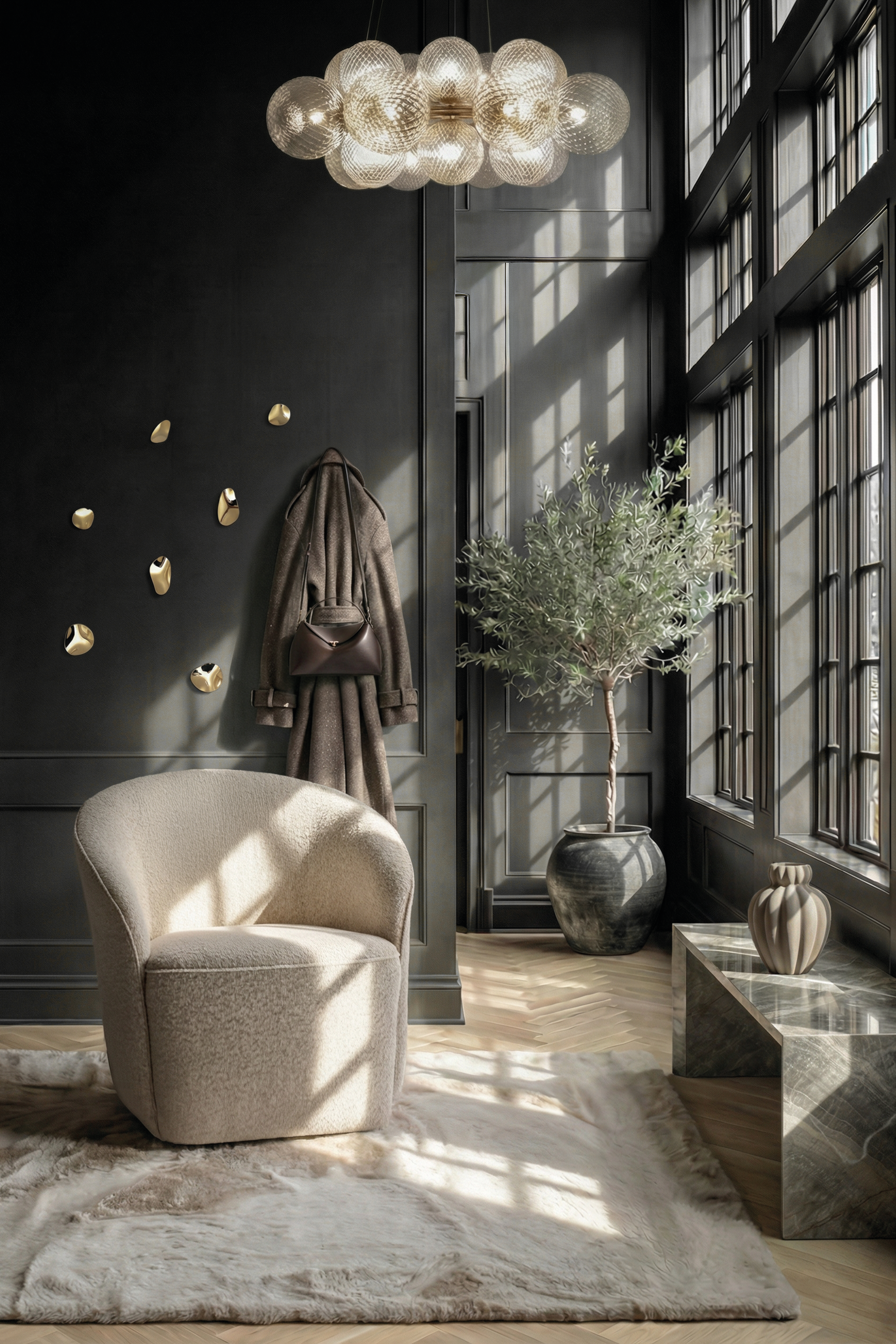 Phantom sofabordet i horizon I en entre, stylet sammen med andre produkter fra Specktrum.