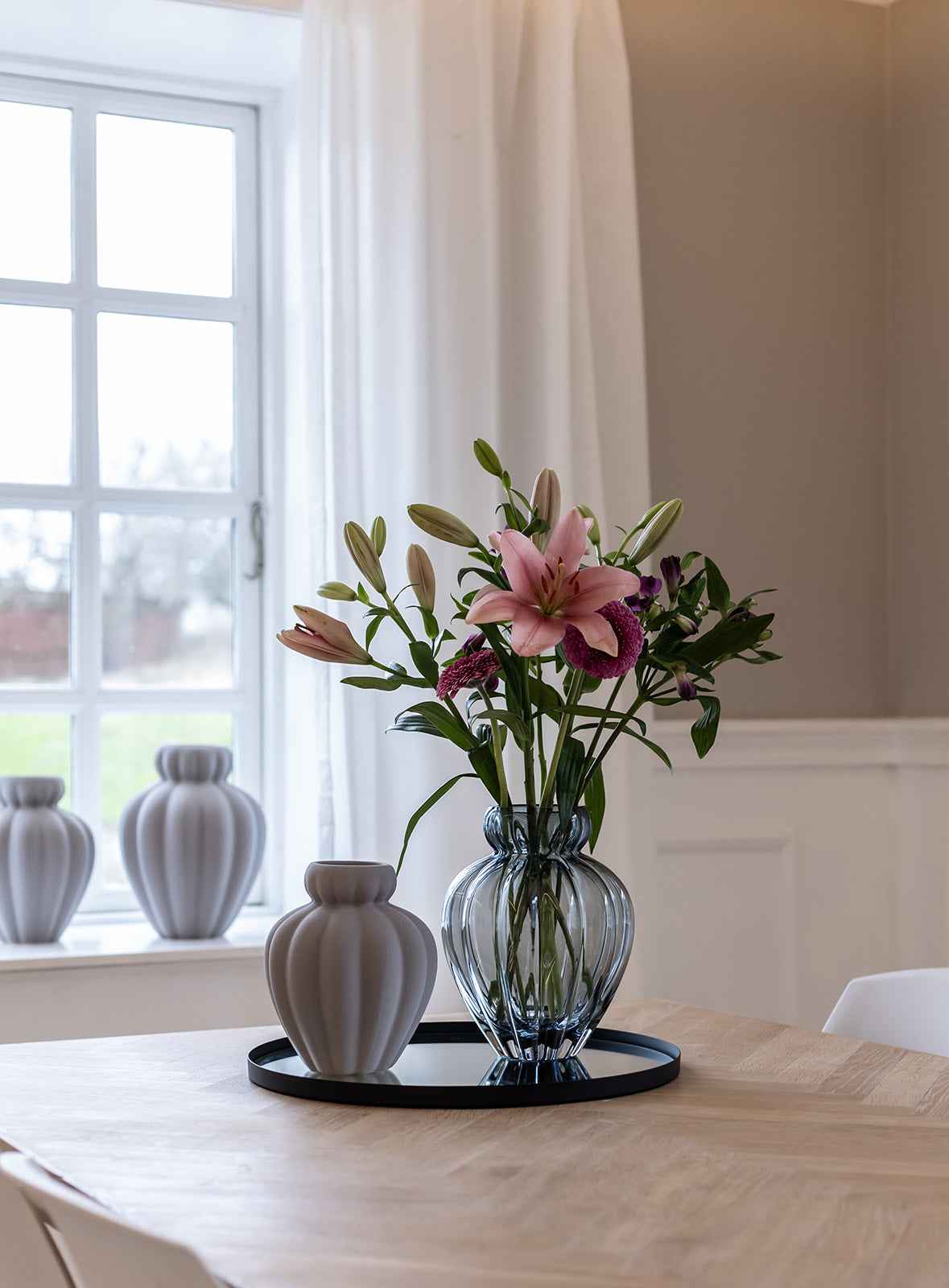 Rund Spejlbakke - Grå