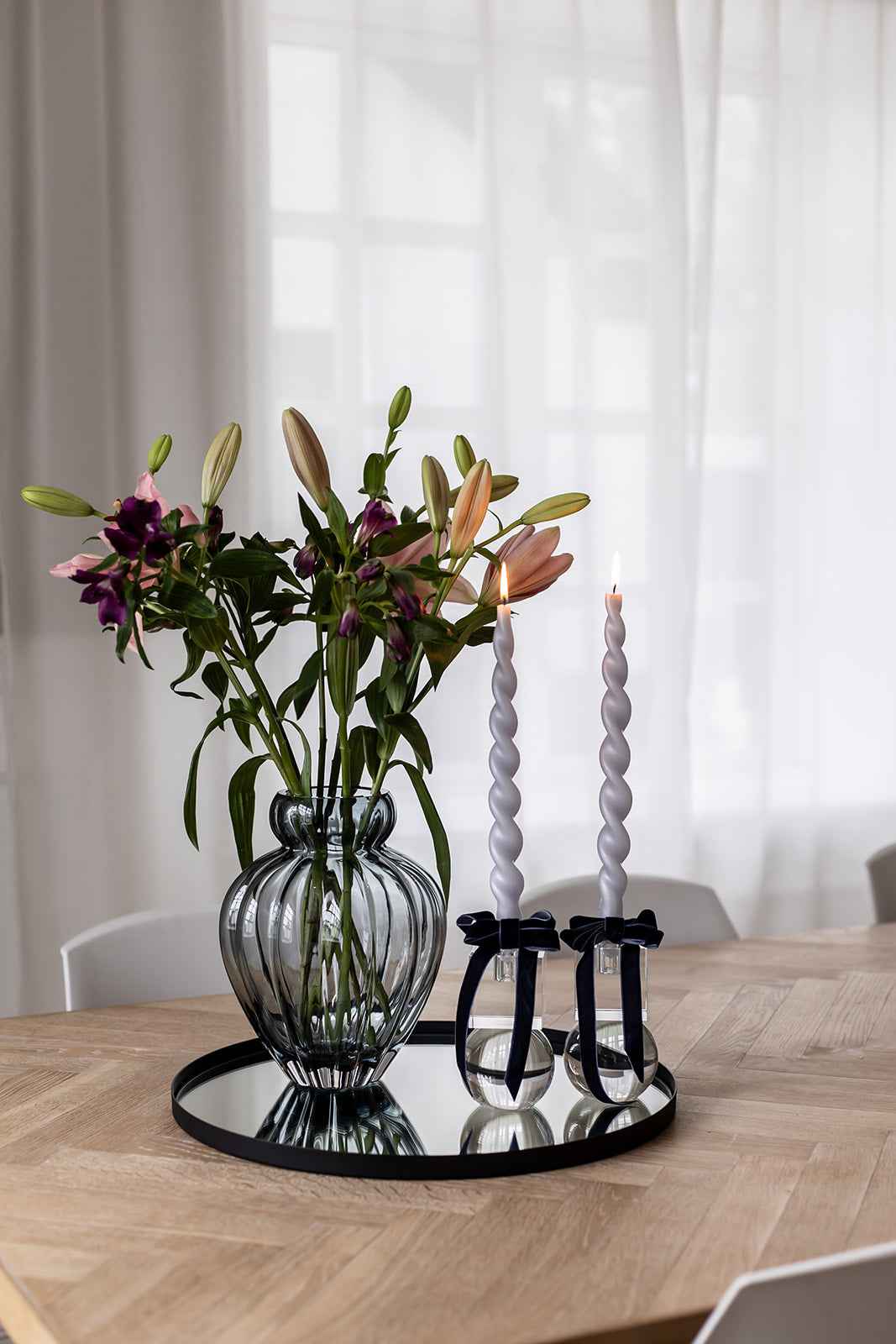 Rund Spejlbakke - Grå