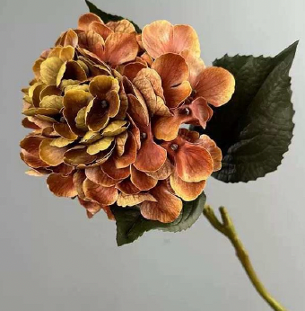 Hortensia Kunstig Blomst - brændt orange