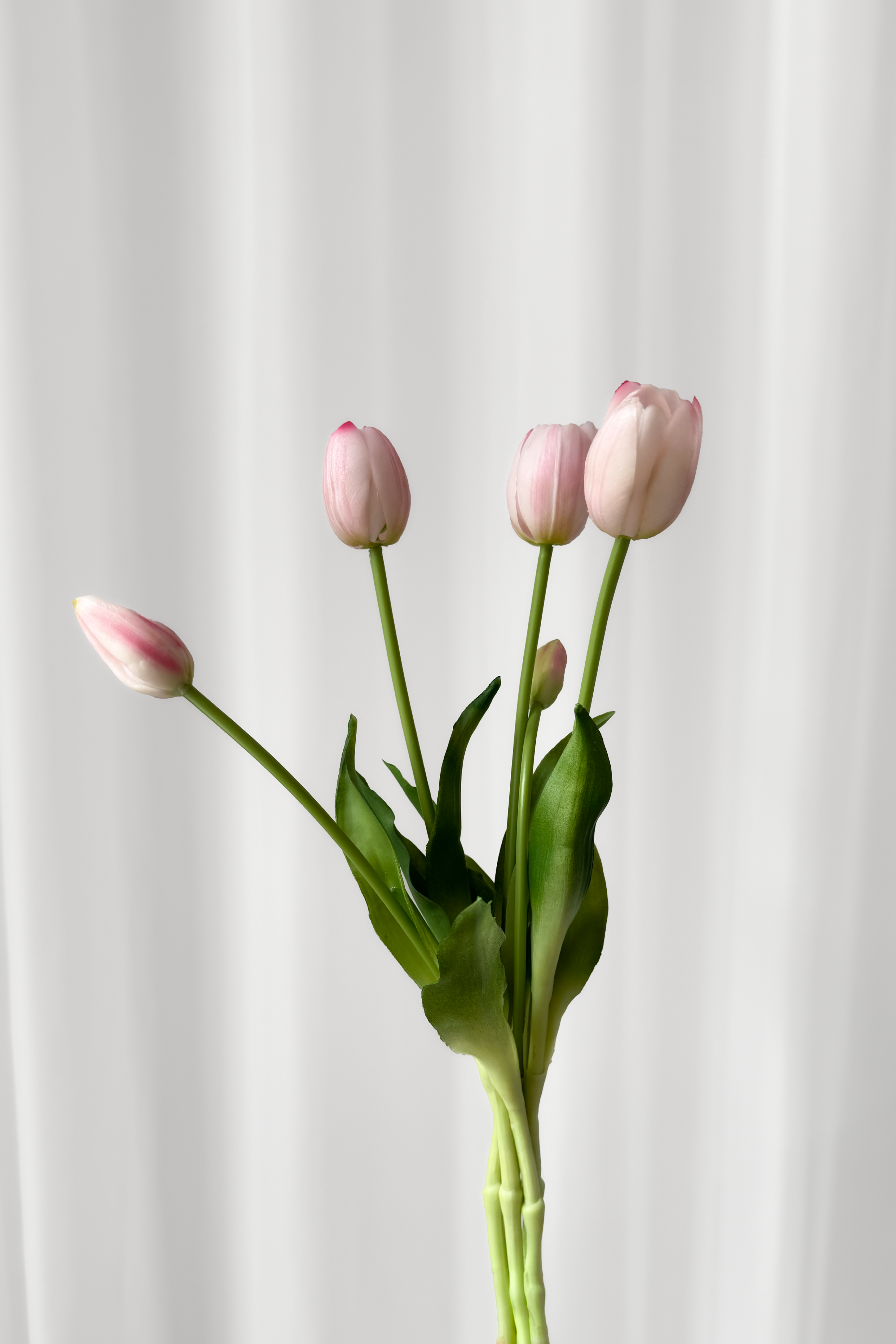 Bundt af tulipaner i lyse rosa nuancer.