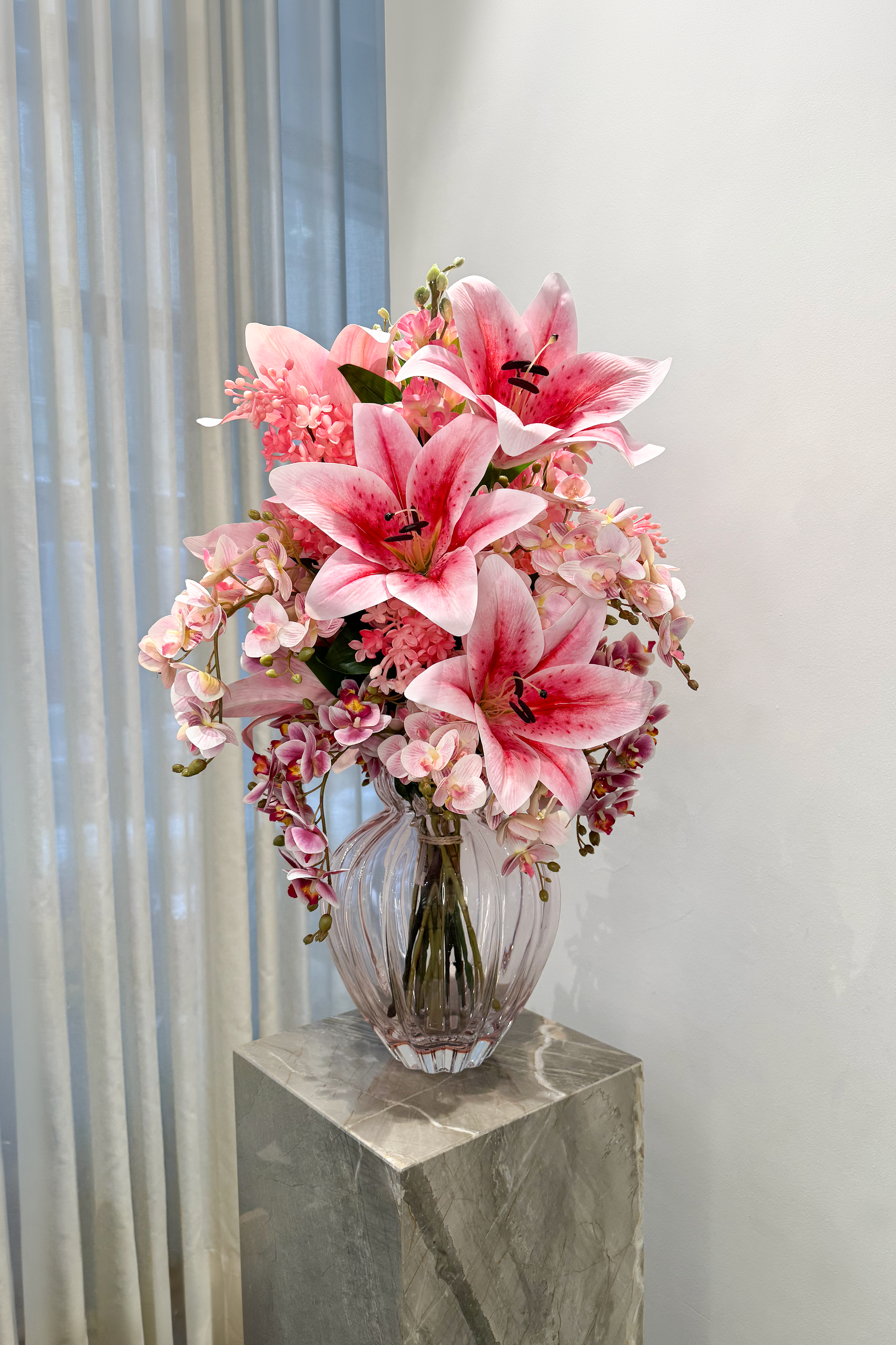 En ekstraordinær valentinsbuket i lyserøde nuancer.