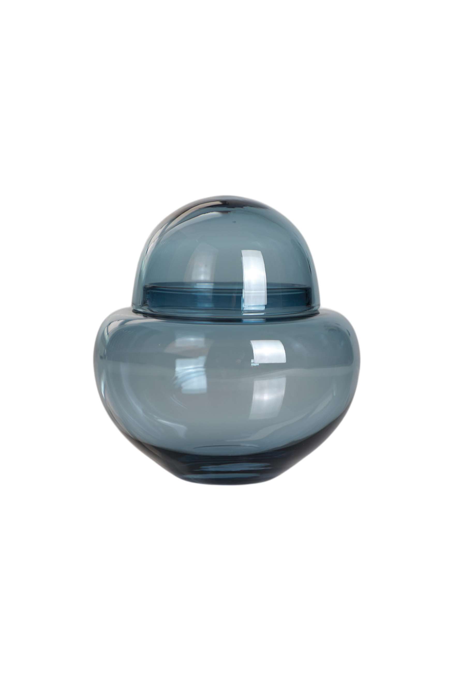 bonbonniere i blåt glas – stilren opbevaringskrukke med låg