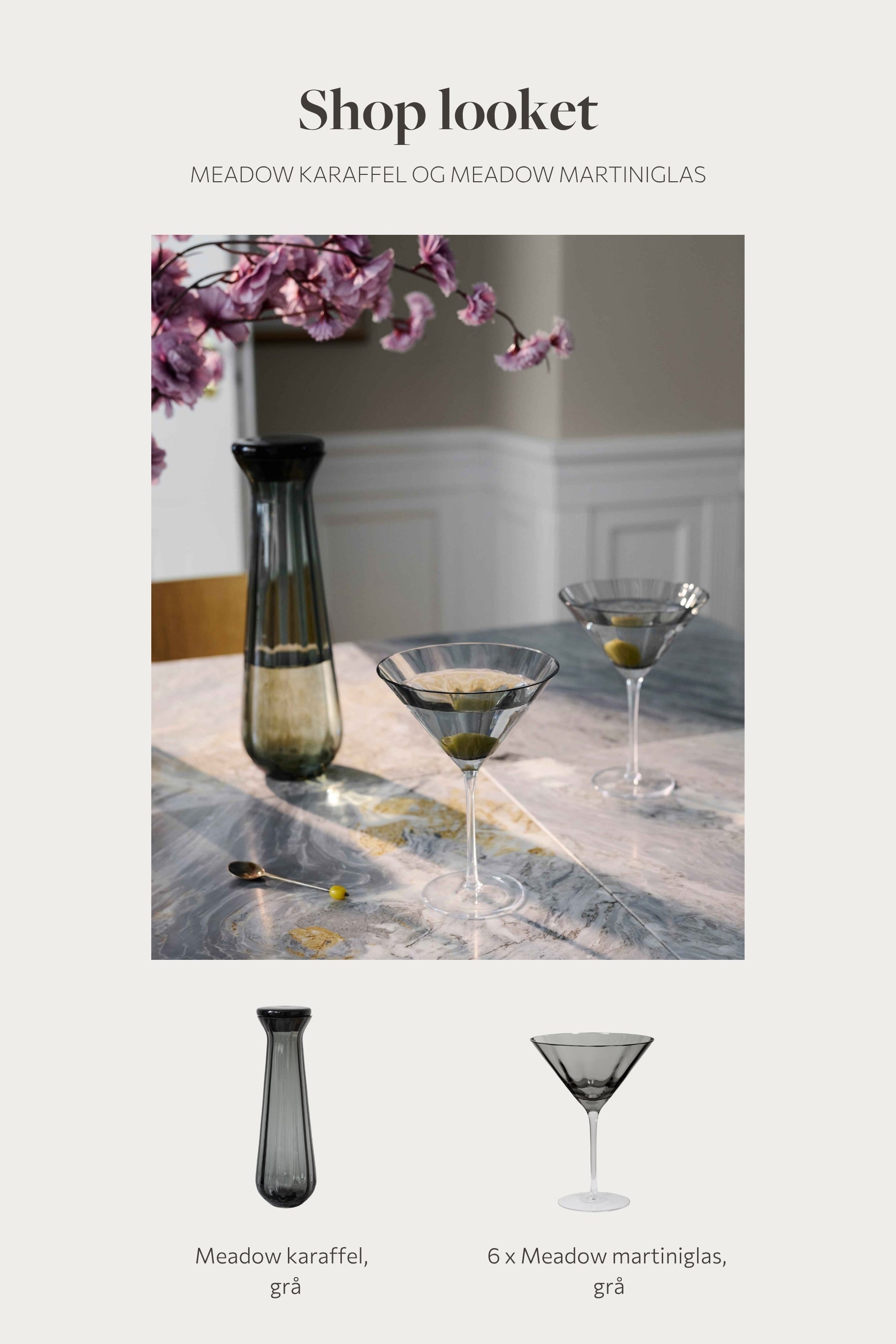 Shop looket - Meadow karaffel og 6 martini glas