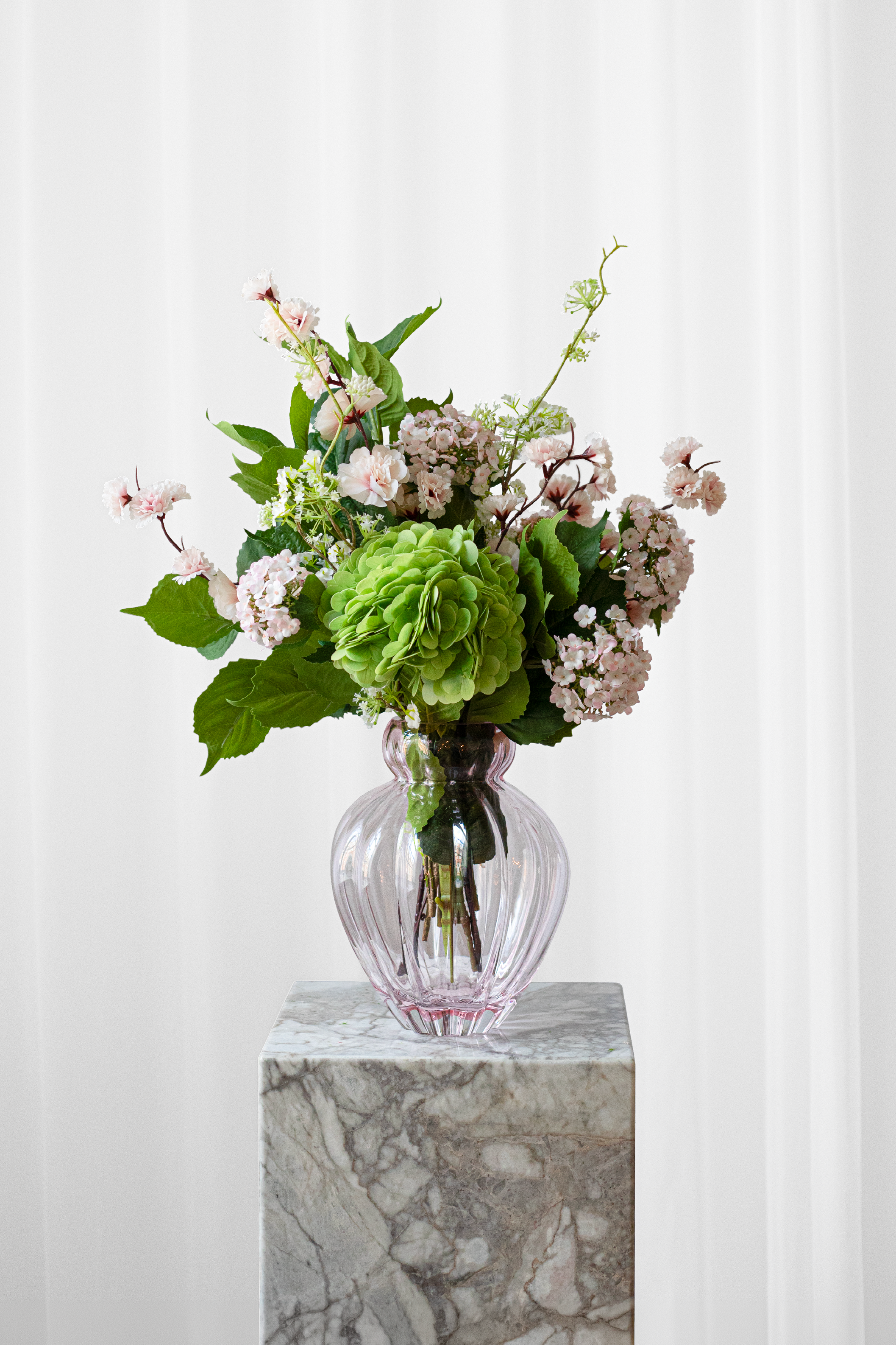 naturtro kunstig buket fra specktrum med grønne hortensia