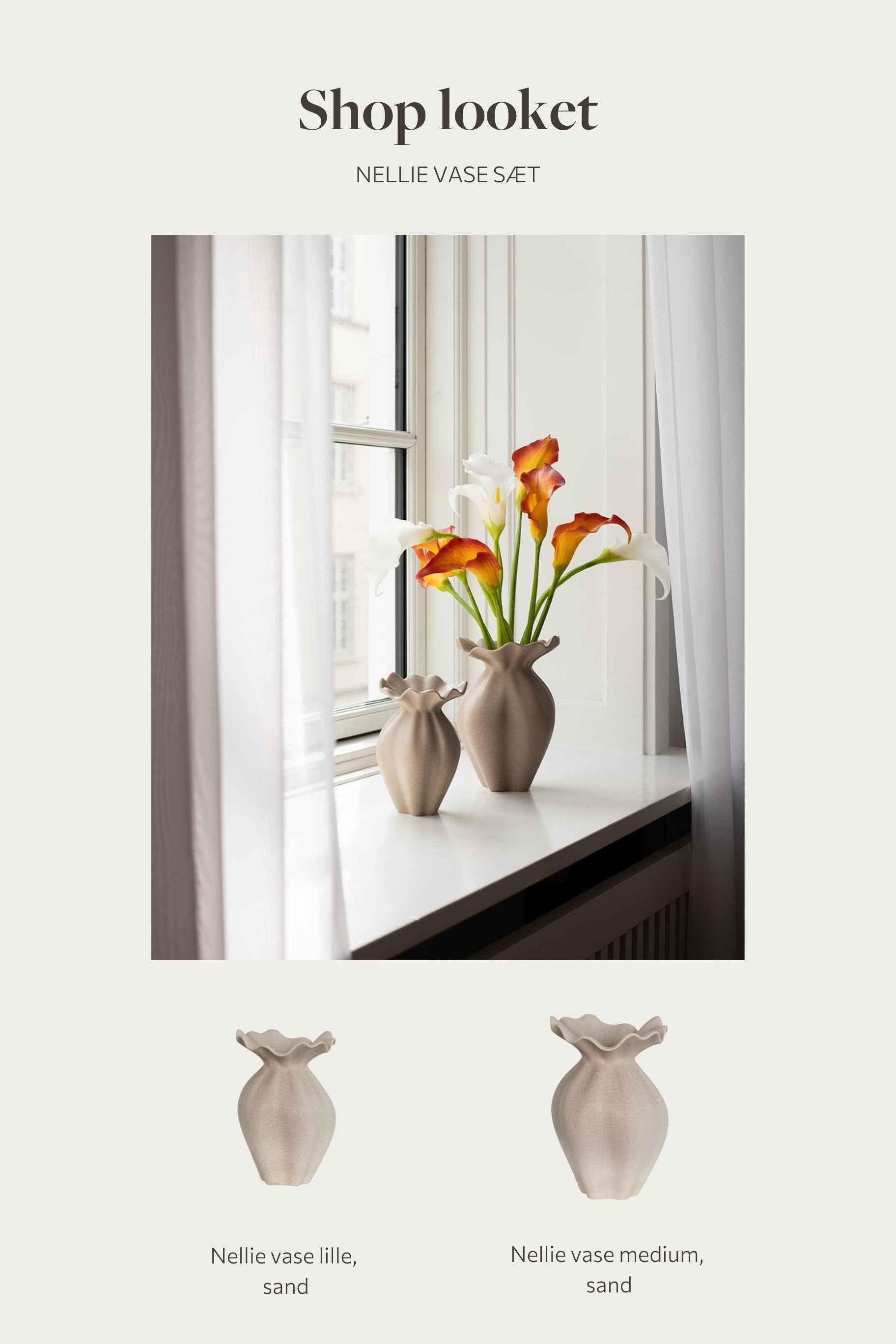 Nellie vase sæt I Sandfarvet