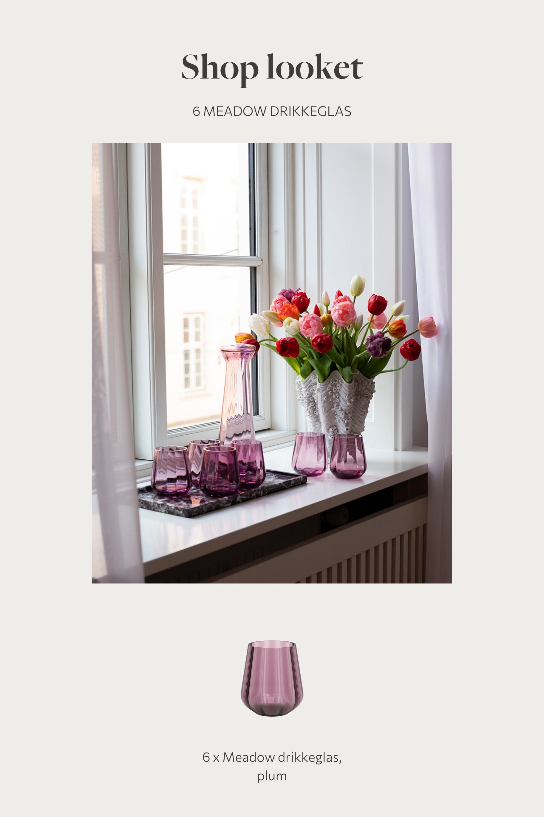 Shop looket - 6 stk. Meadow plum drikkeglas