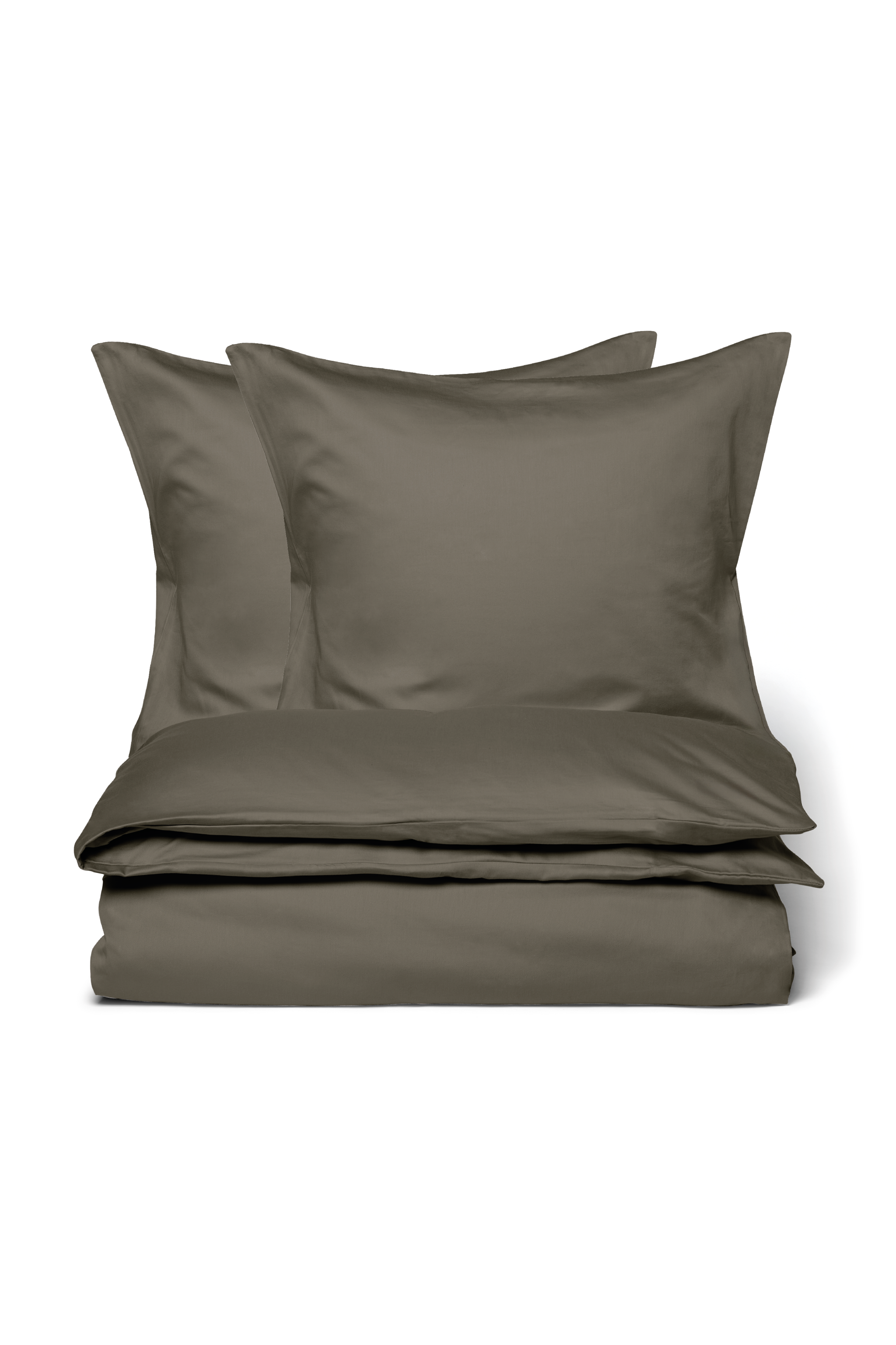 Sengetøj i bomuldssatin til dobbeltdyne i en grøn farvenuance.