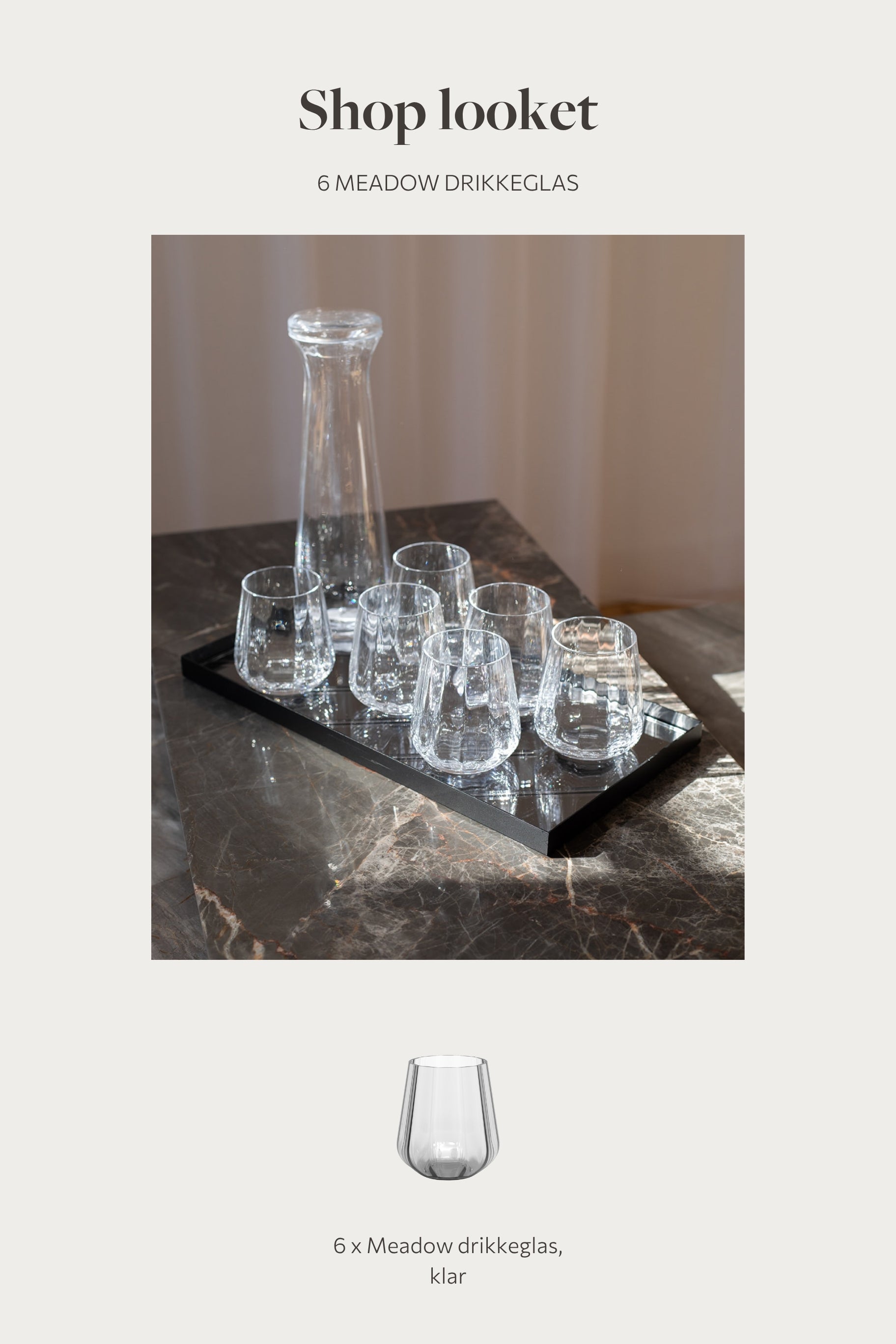 Shop looket - 6 stk. Meadow klar drikkeglas