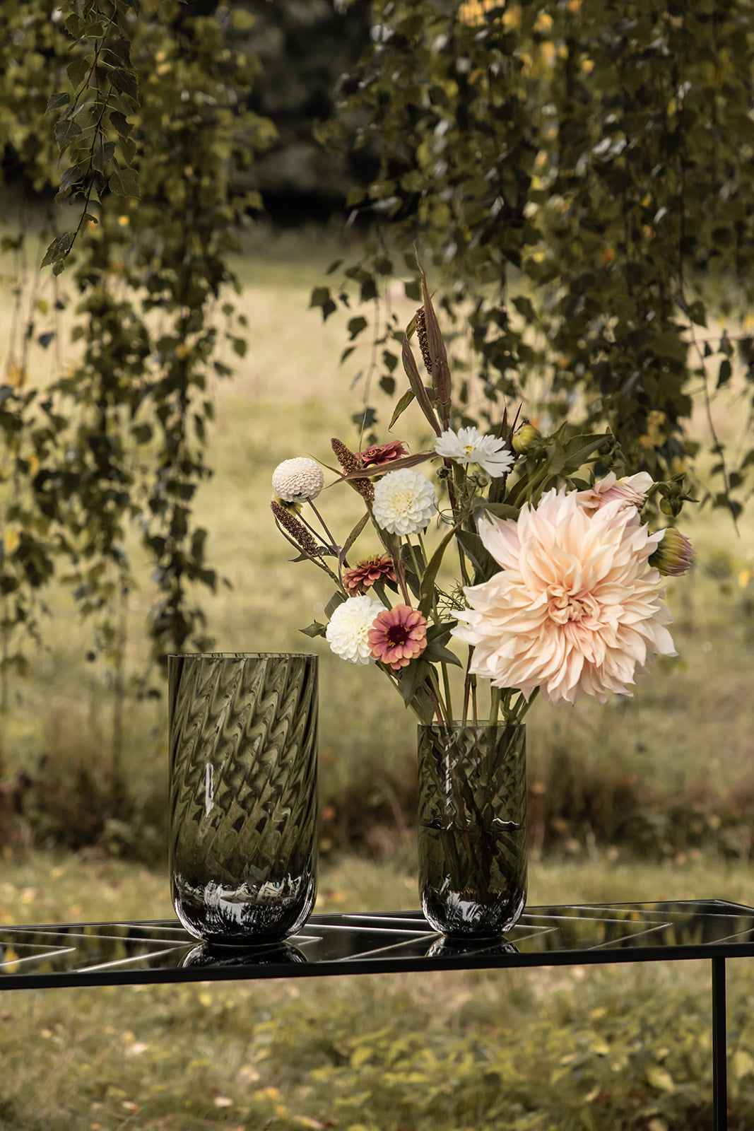 Meadow Swirl Cylinder Vase - Grå | Lille