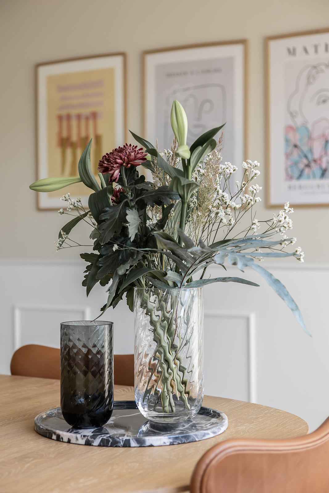 Meadow Swirl Cylinder Vase - Grå | Lille