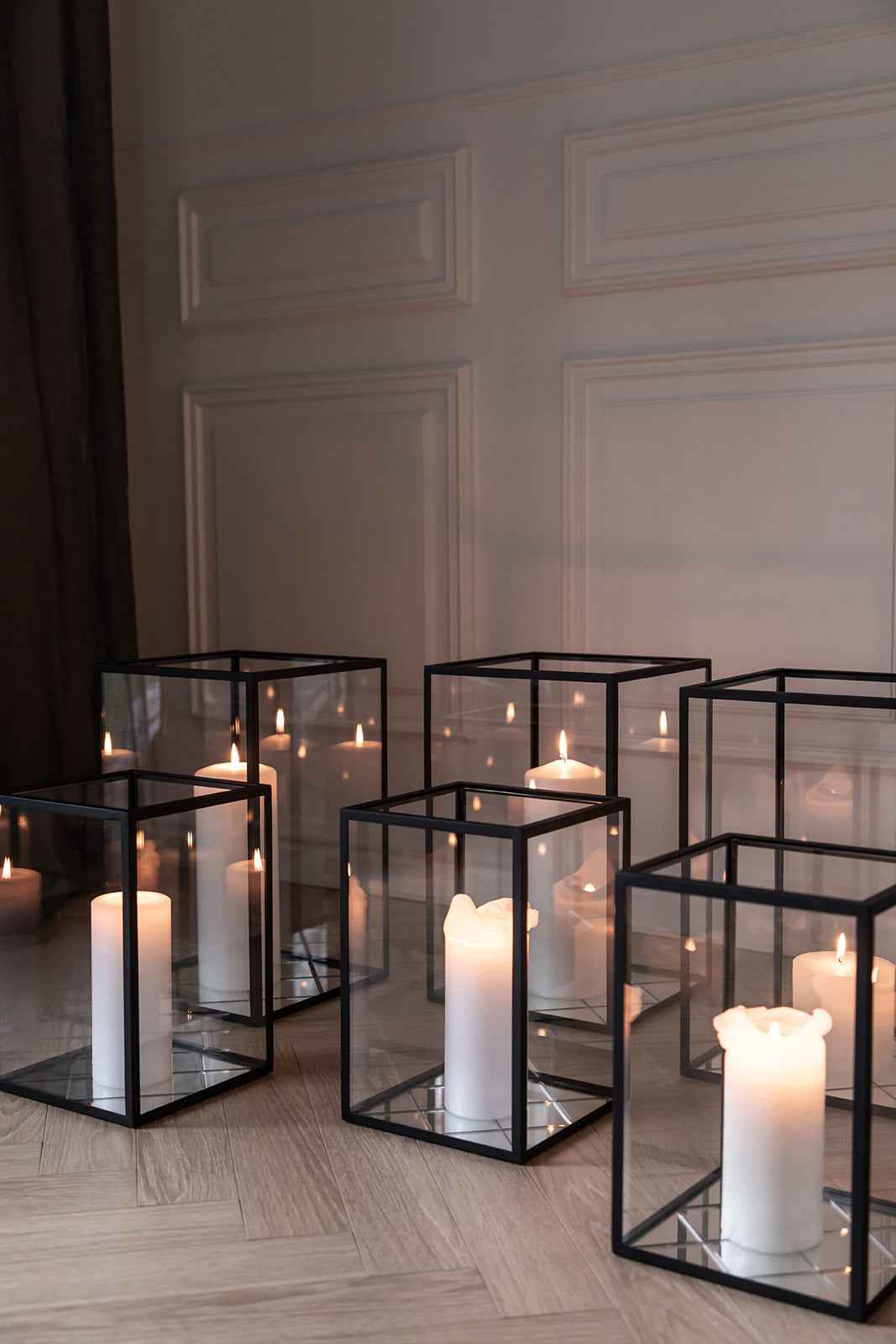 Harlequin Lanterne - Klar spejl | Sort ramme | Lille