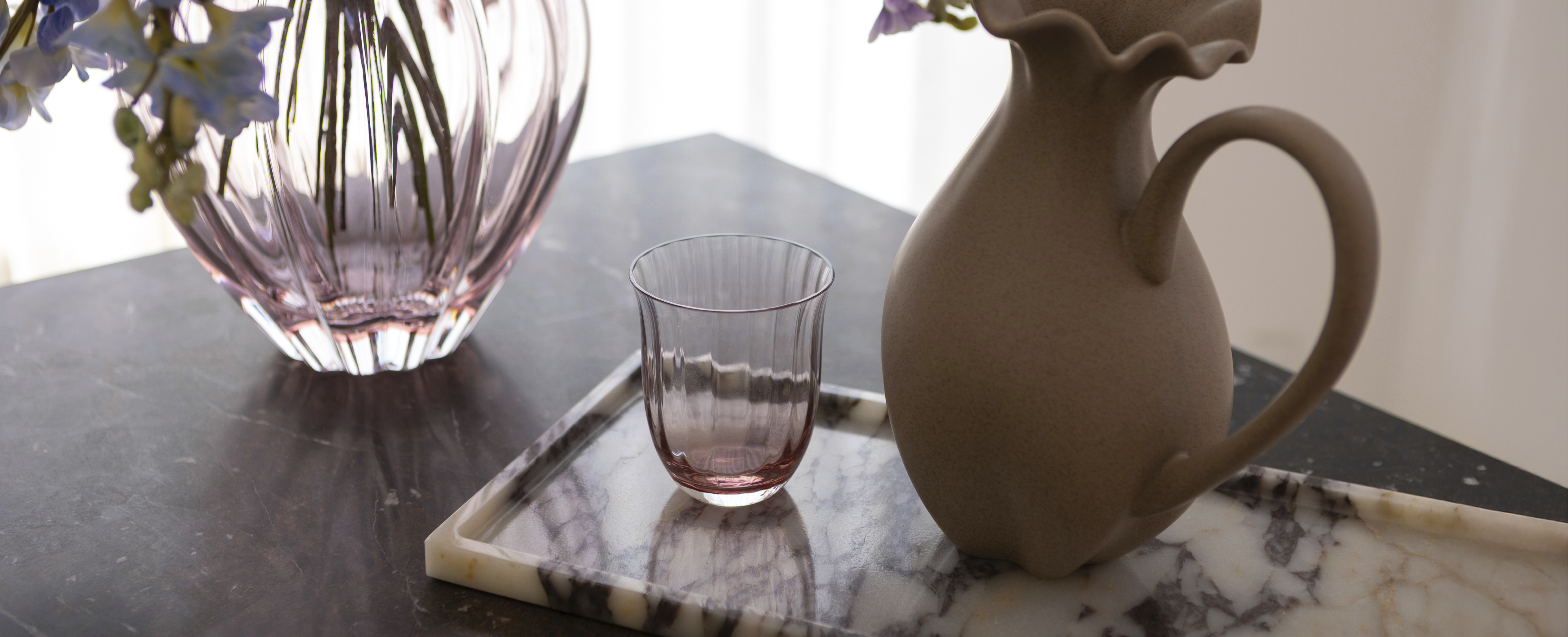 Lyserøde drikkeglas / vandglas