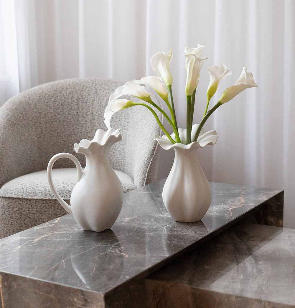 Nellie kande no. 3 og Nellie vase large I Off white