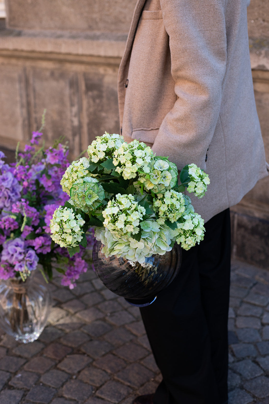 Hortensia Kunstig Blomst - Lysegrøn | Gren