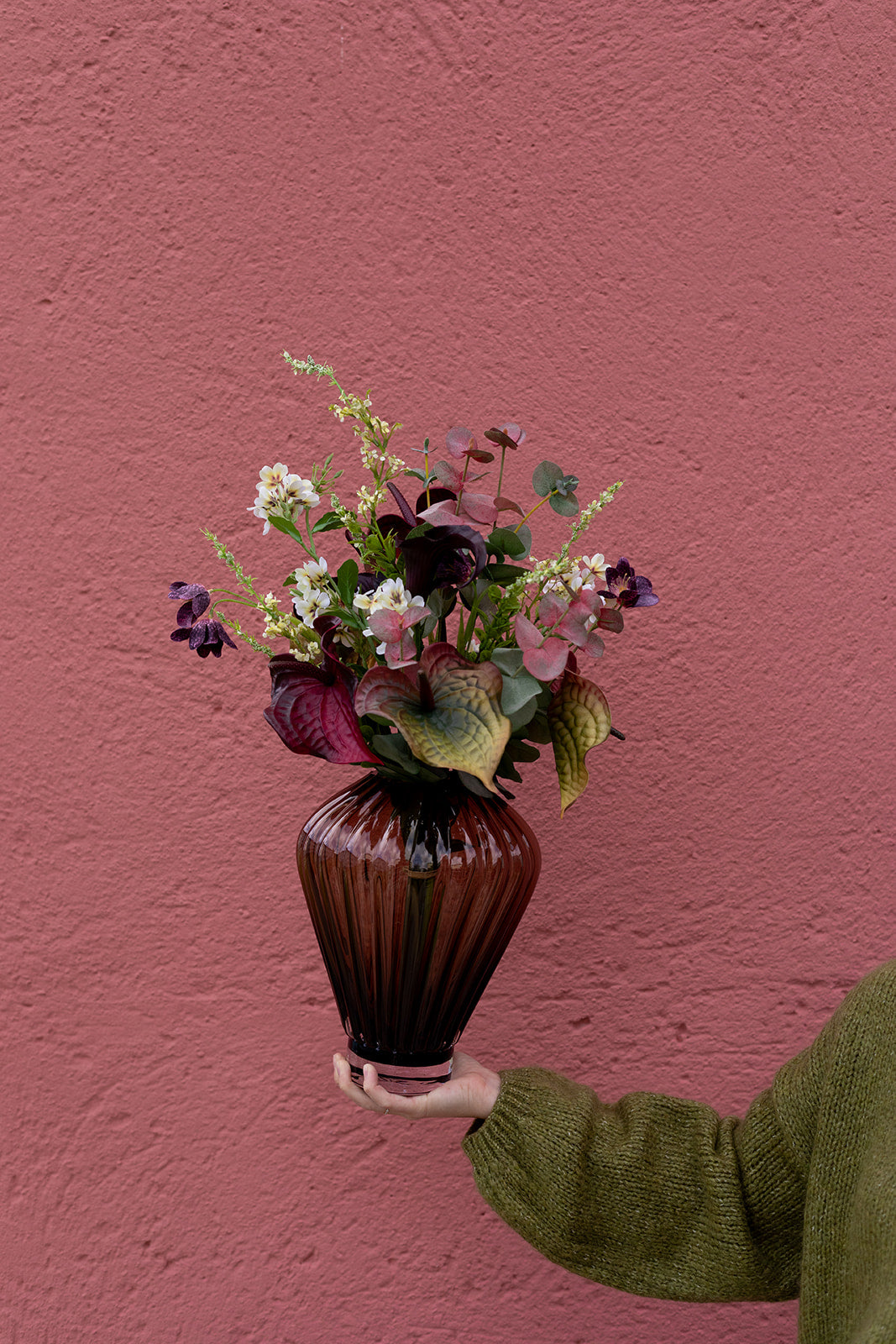 Flamingoblomst - Lille | Grøn/Bordeaux