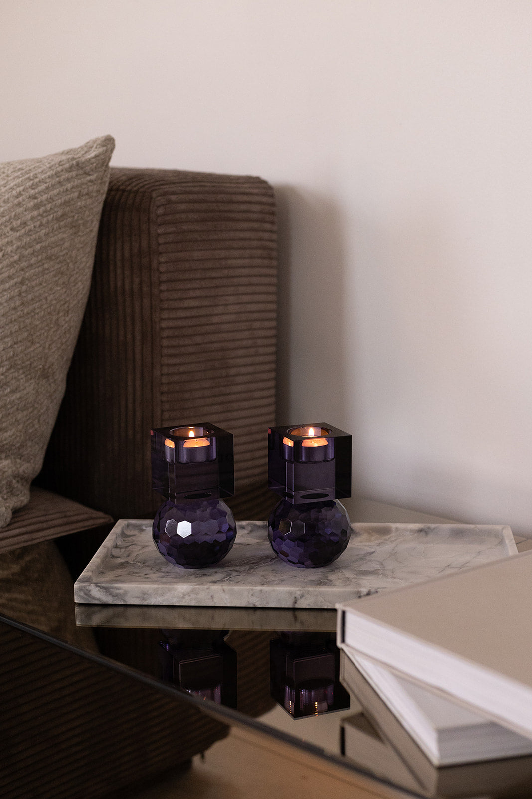 Shadow T-light Lysestage - Black Purple