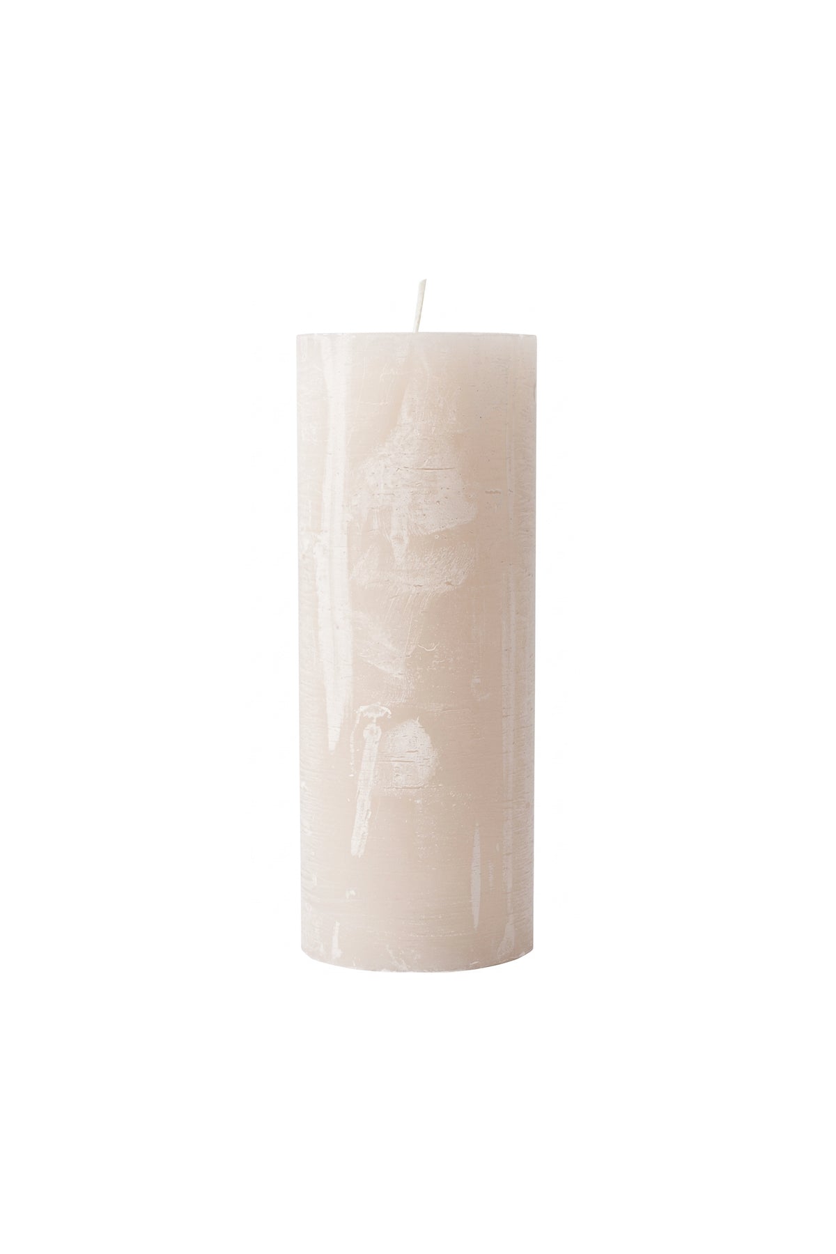 Højt, rustikt bloklys i off-white / beige farvet.