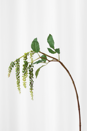 Hængende kermesbærgren i grøn. Kunstig blomst, der føles ægte.