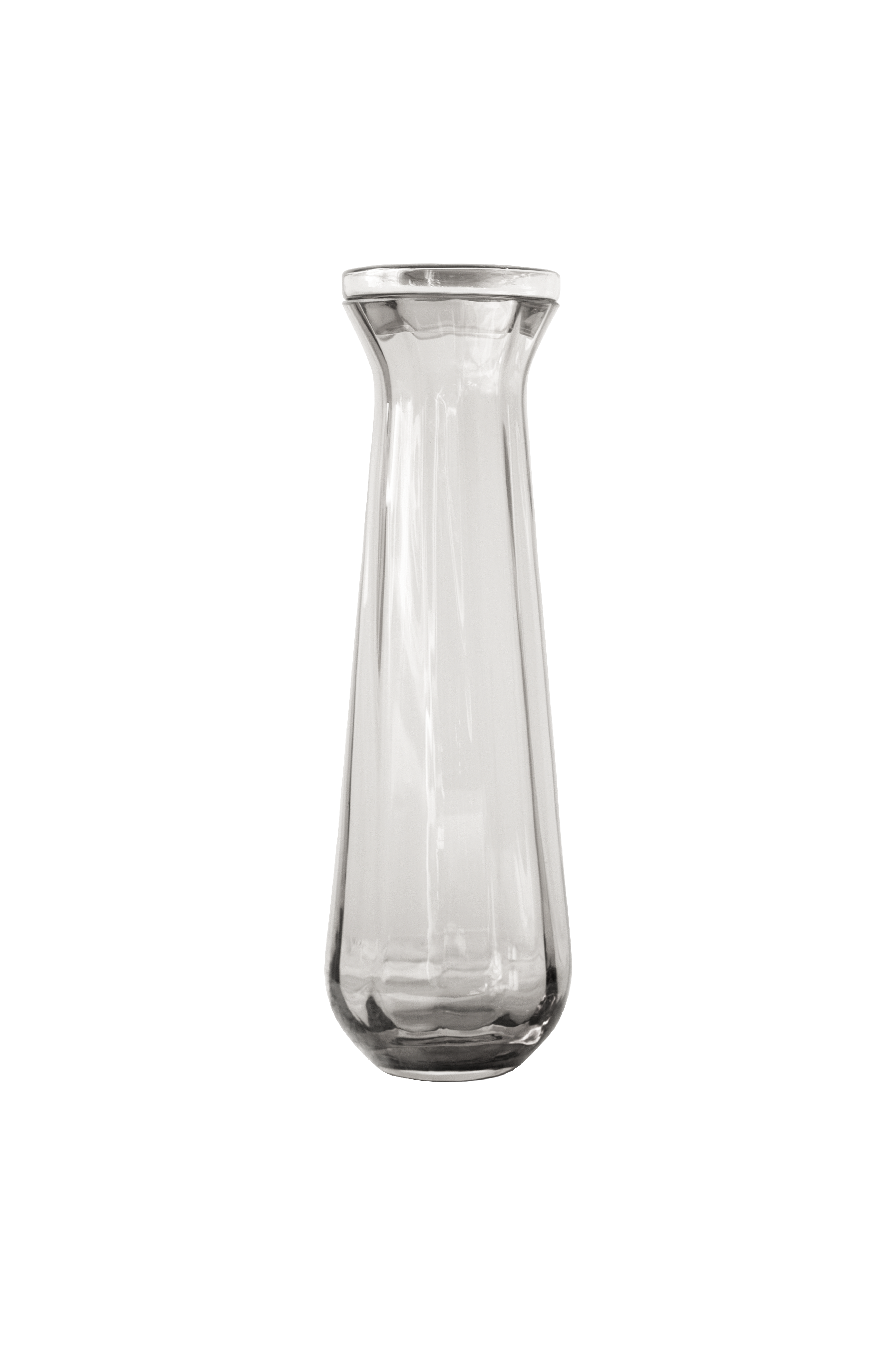 Glaskaraffel fra Specktrum med rillet mønster og glaslåg. Karaflen er mundblæst.