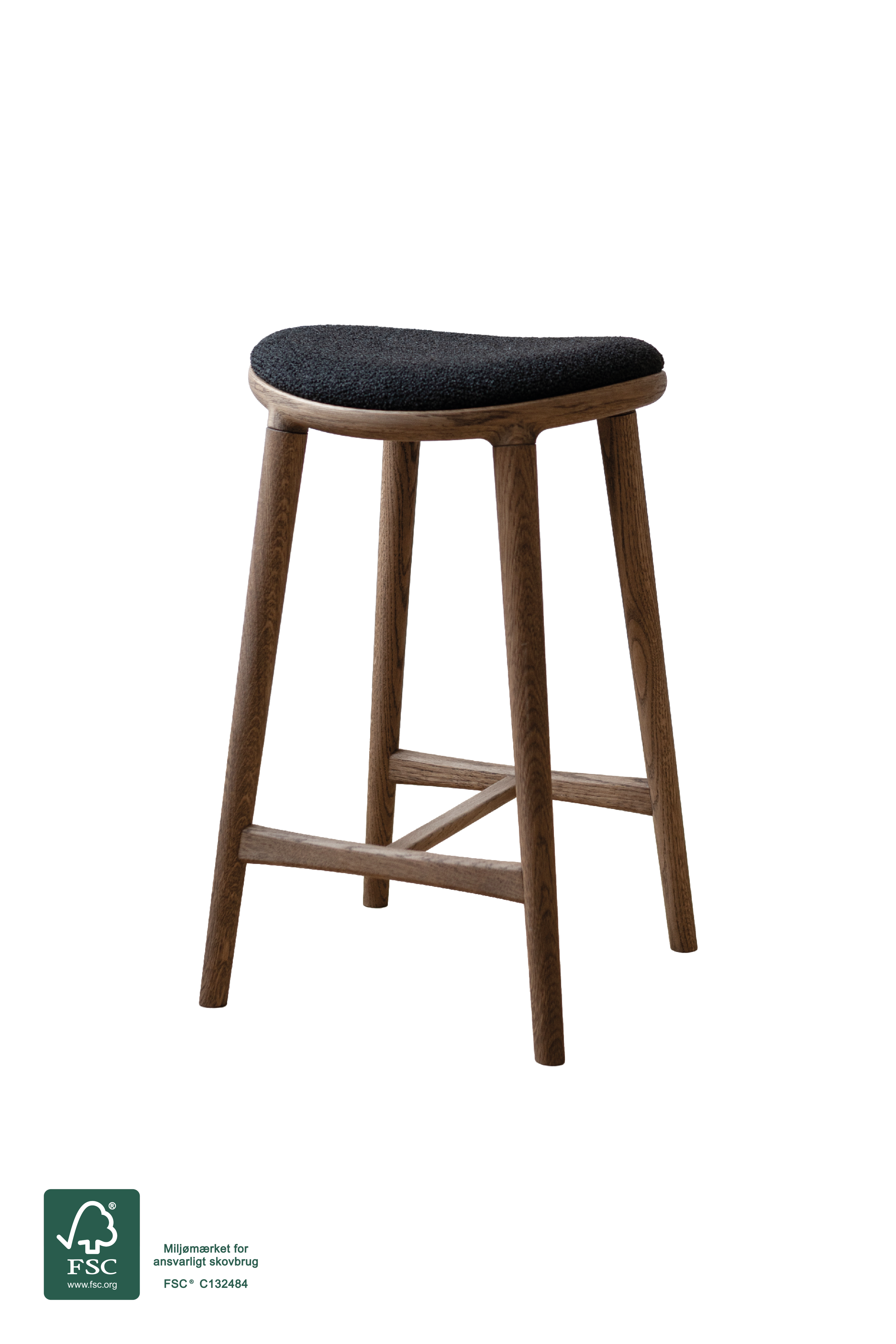 Nohr Barstol - Brunolieret Eg | Sort Bouclé