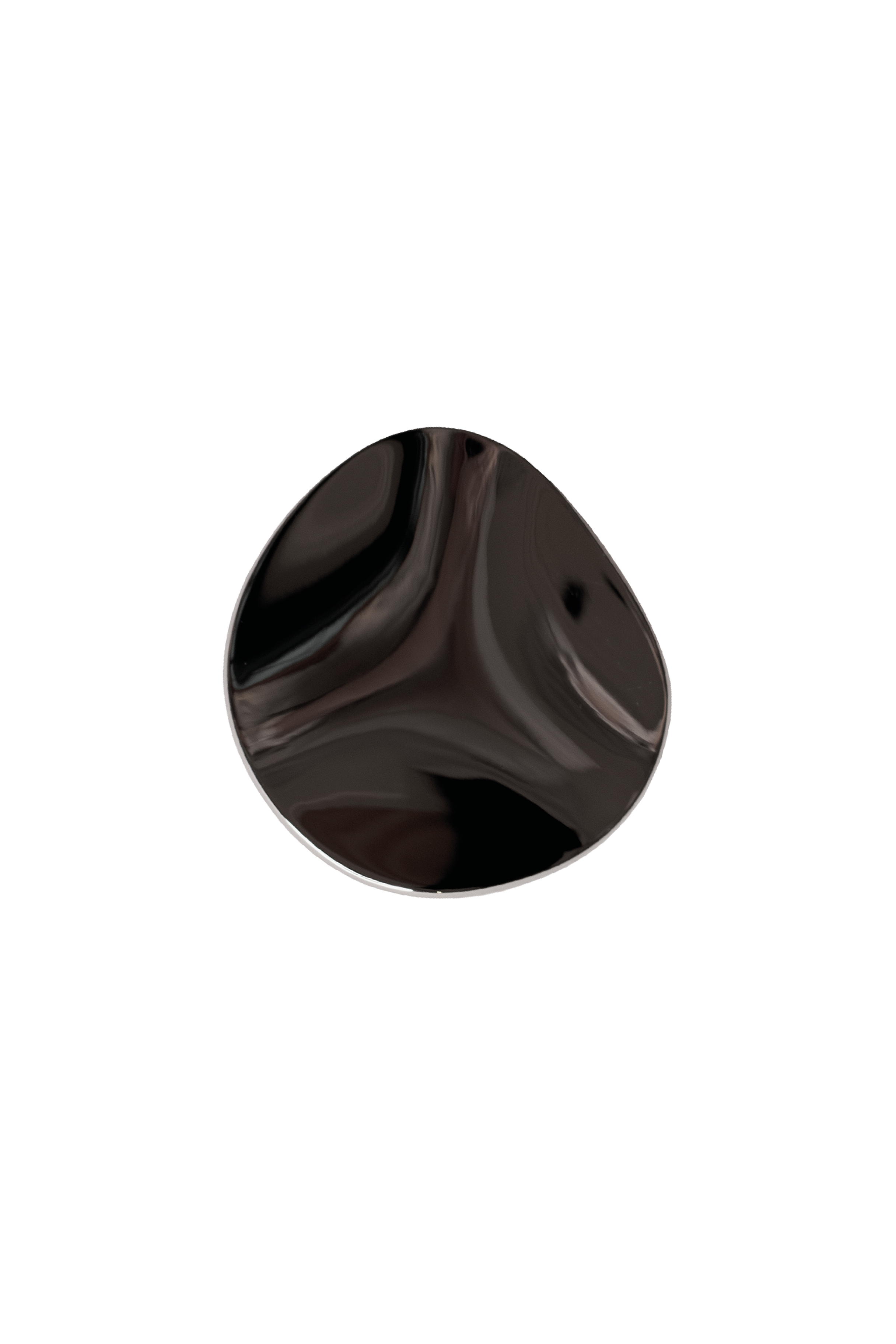 Sort vægknage i organisk, asymmetrisk form med blank overflade, vist på hvid baggrund.