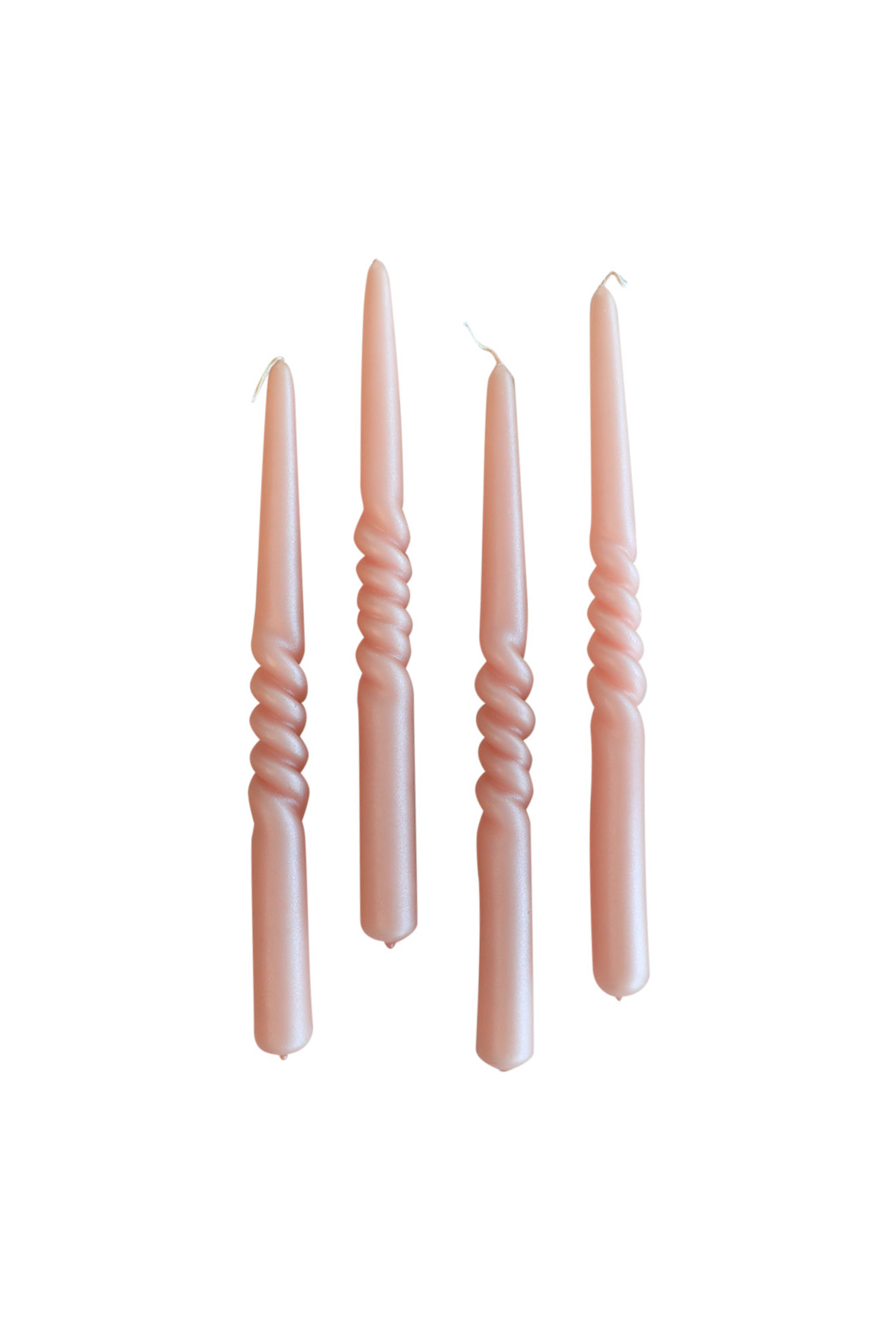 Fire snoede stagelys i farven Rose Pearl.