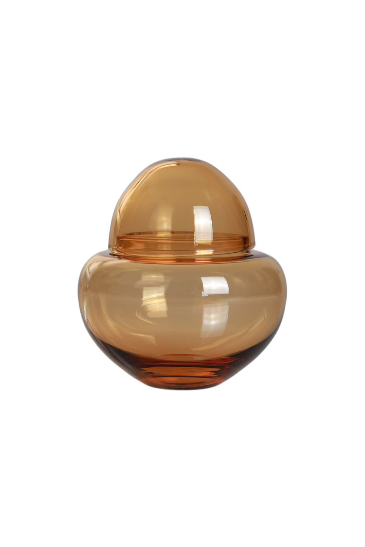 Amber glas bonbonniere – varmfarvet beholder med låg i elegant design