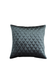 Pude i mørkegråt velourstof med quiltet harlekinmønster i kvadrater, vist mod hvid baggrund.