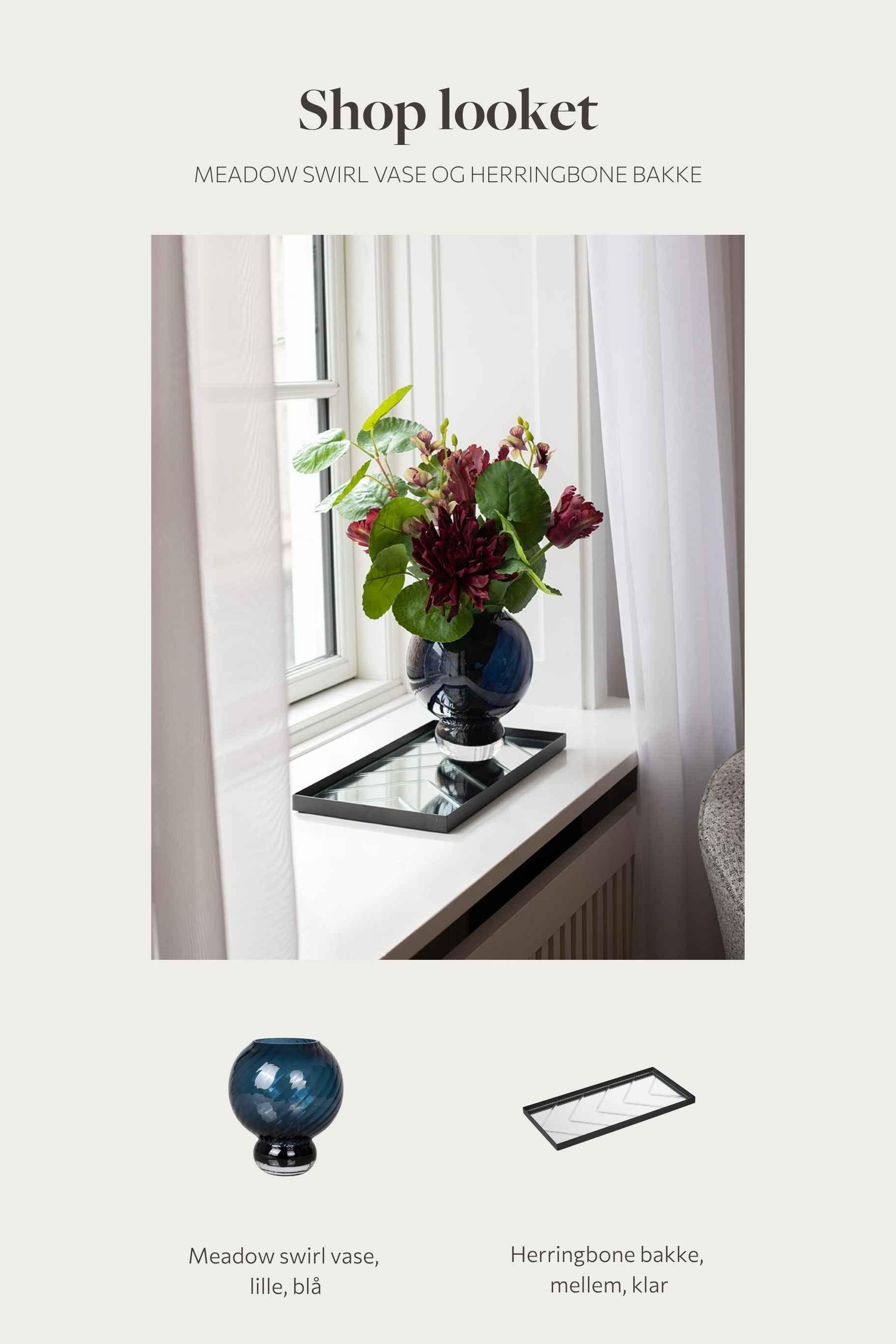Shop looket - Meadow vase blå og Herringbone bakke