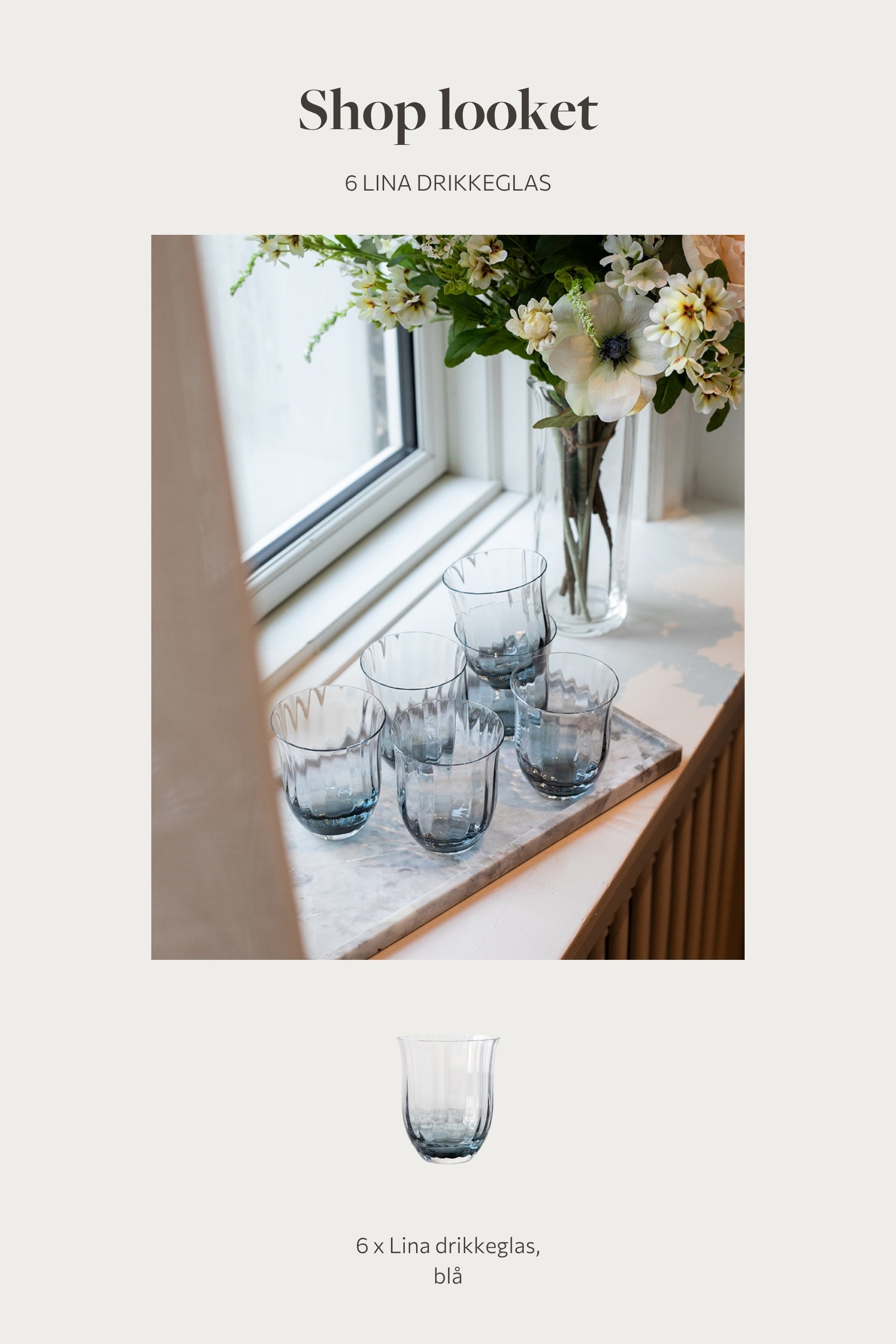 Lina Drikkeglas - Petrol blue I pakke med 6