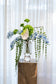 Kunstige blomster.
Buketten er stylet i Storm krystal vasen. 


Buketten indeholder
3 x blue orchid (9 heads)
2 x green hanging branch no. 3
1 x Green hydrangea
1 x Green Hydrangea branch 
1 x green fern branch