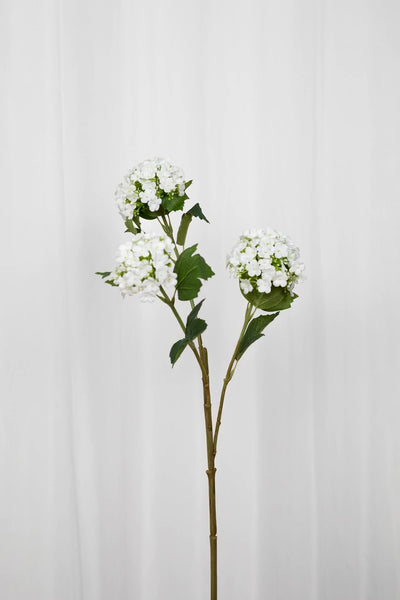 Video af Kunstig hortensia gren i hvid med tre hoveder.