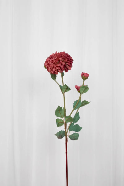 Video Kunstig dahlia blomst i en lyserød nuance med grønne blade.