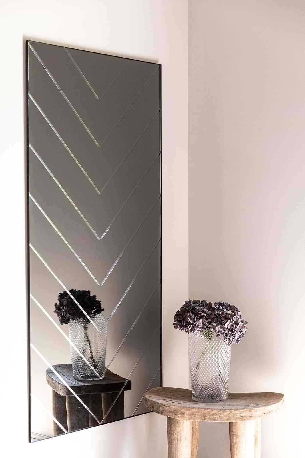 Herringbone Spejl - Grå | Stor
